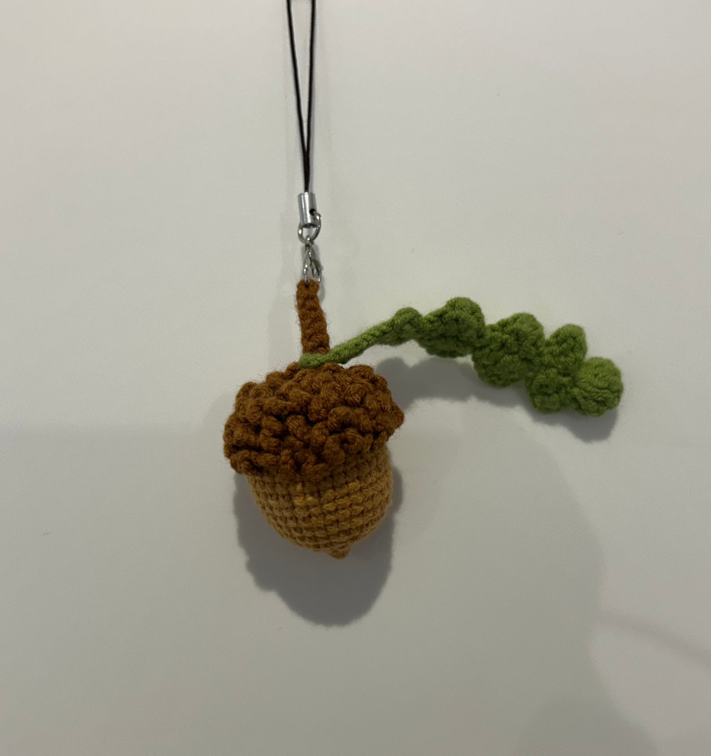 Handmade crochet acorn keychain