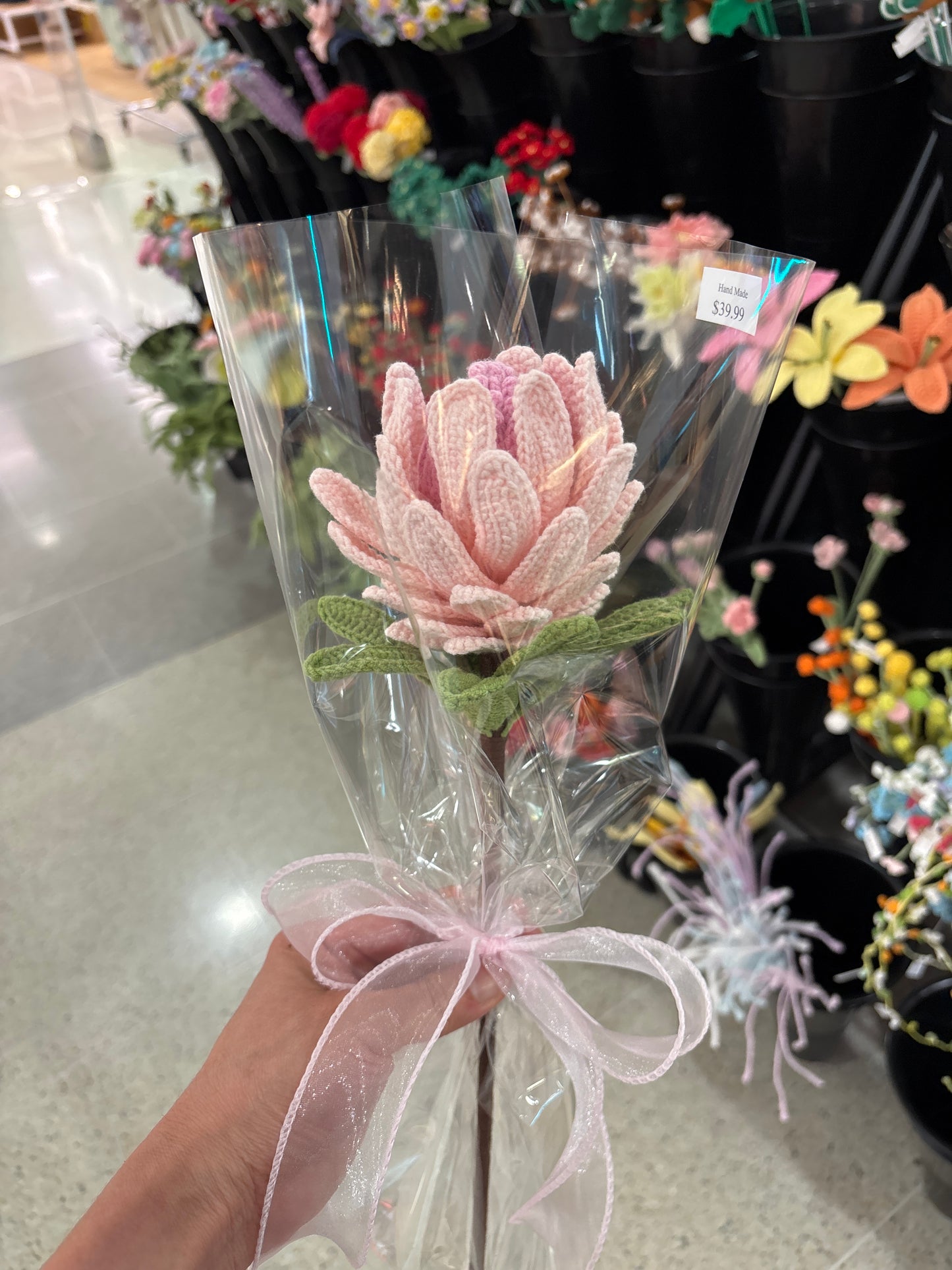 handmade crochet Protea King flower