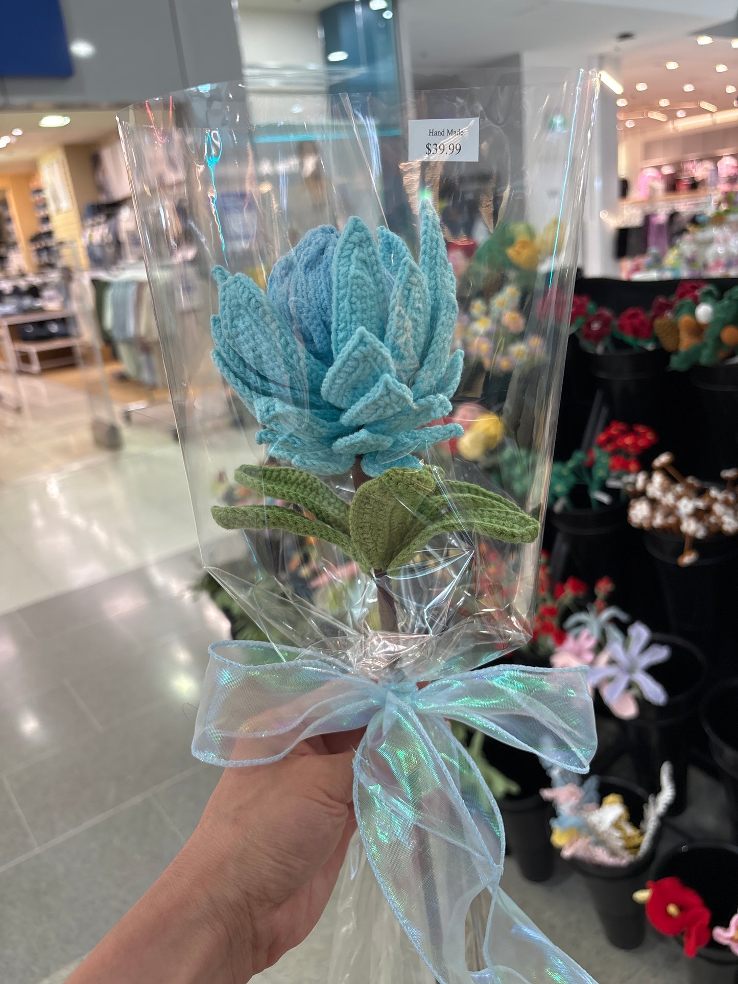 handmade crochet Protea King flower