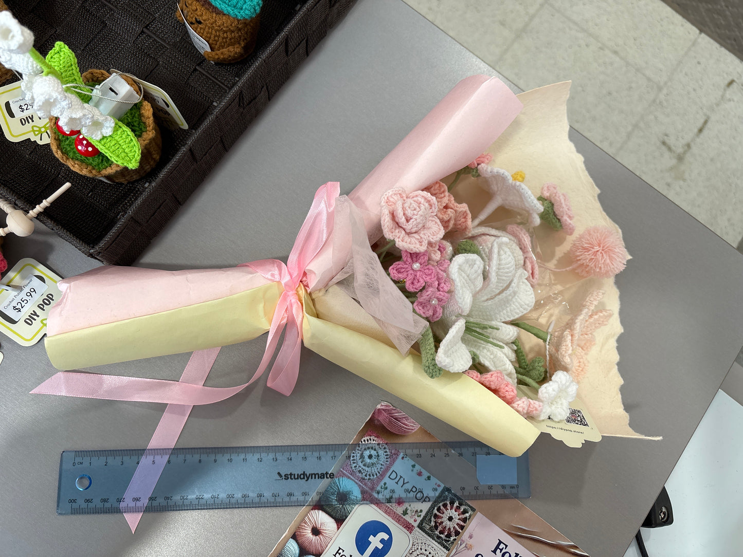 handmade crochet bunny bouquet