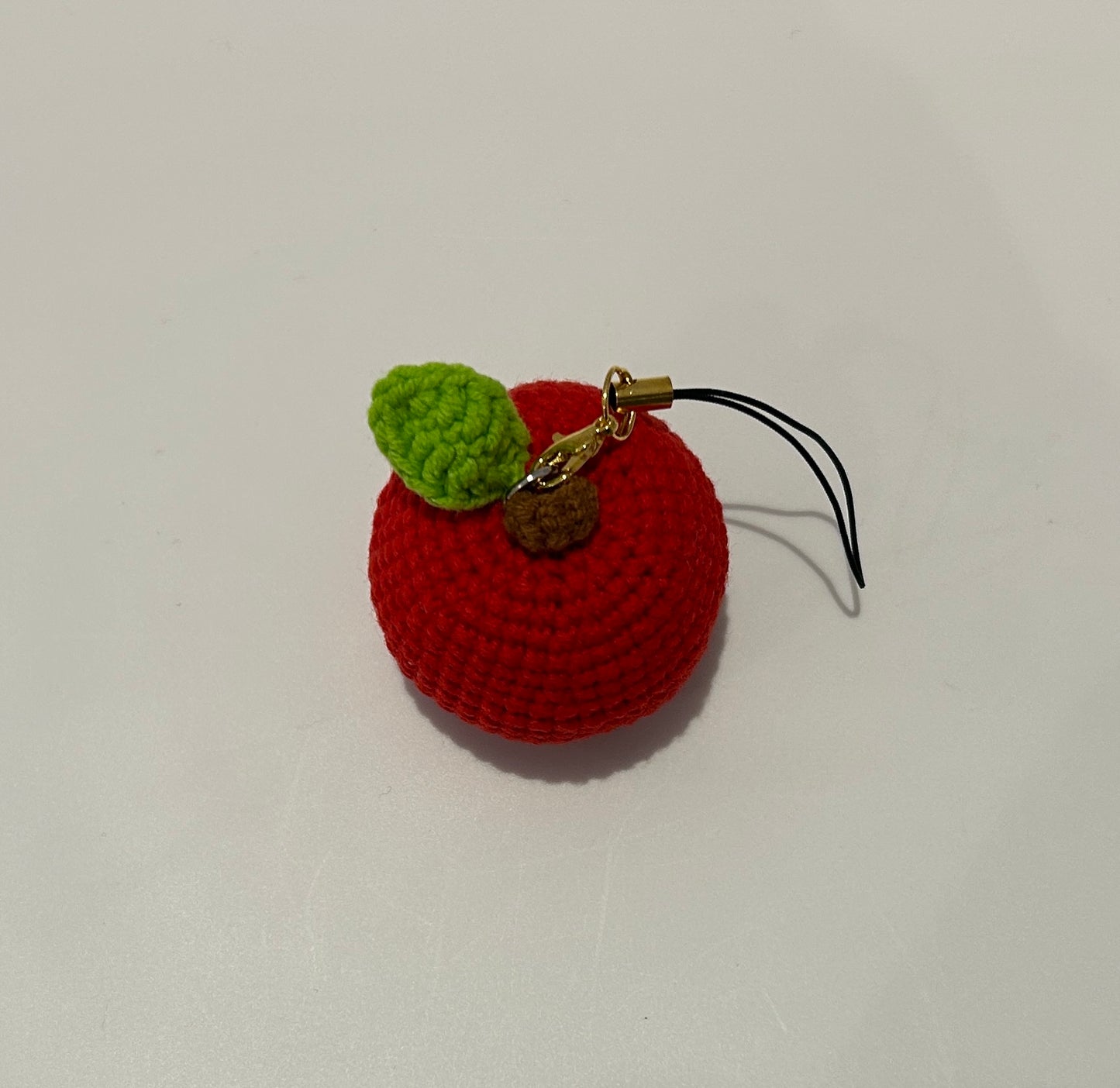 Handmade crochet apple keychain