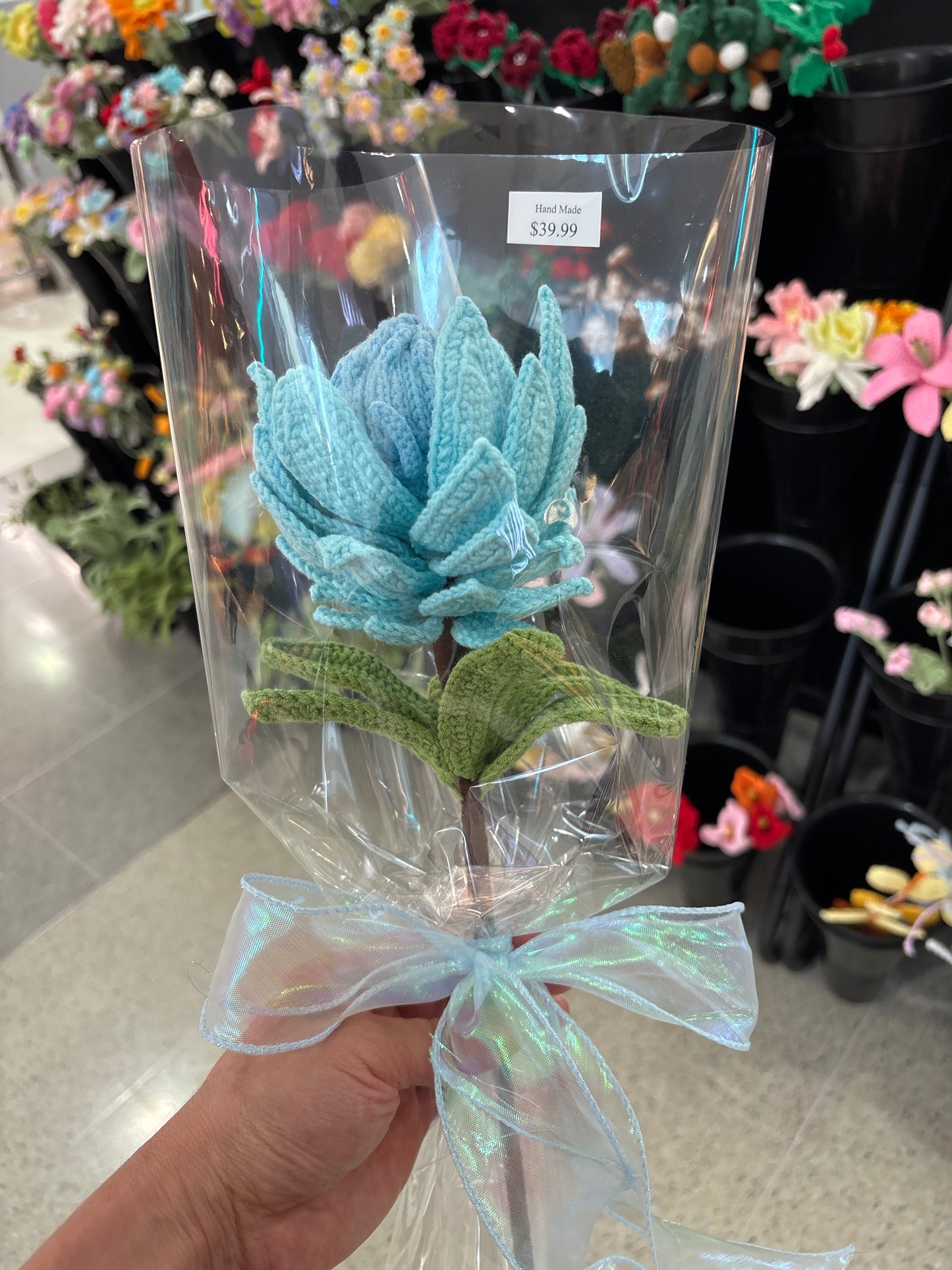 handmade crochet Protea King flower