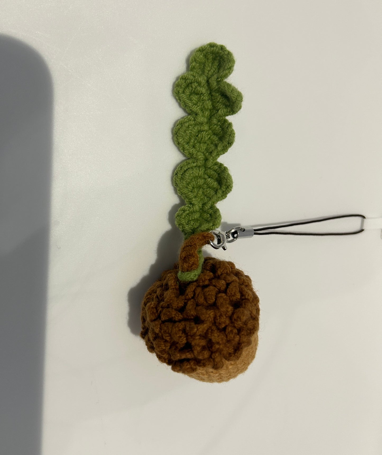 Handmade crochet acorn keychain