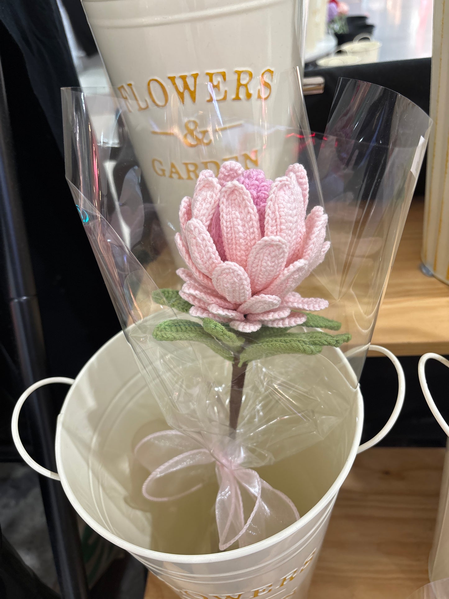 handmade crochet Protea King flower