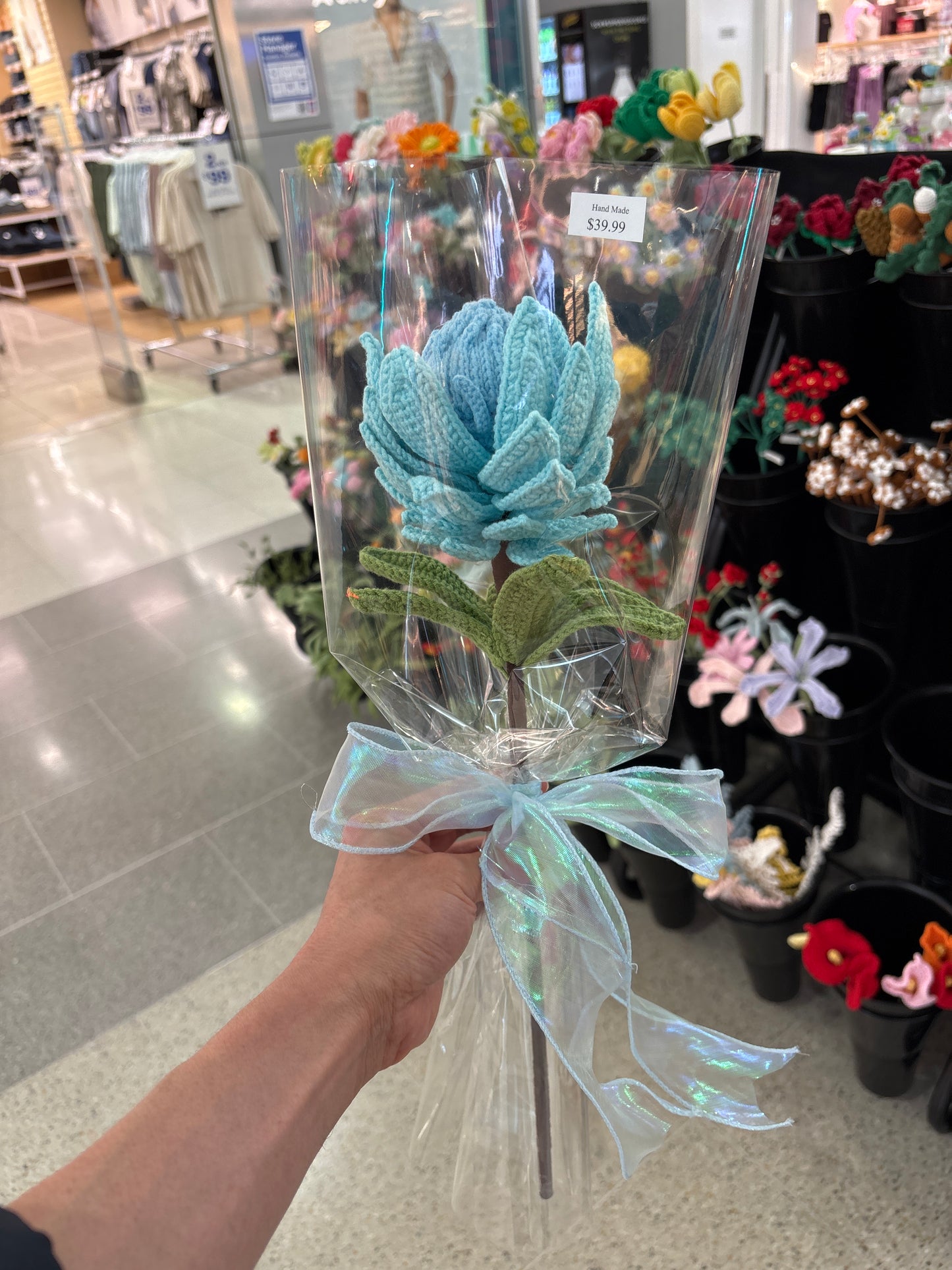 handmade crochet Protea King flower