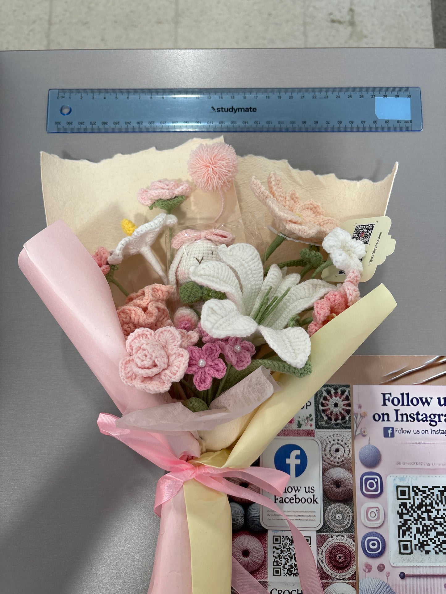 handmade crochet bunny bouquet