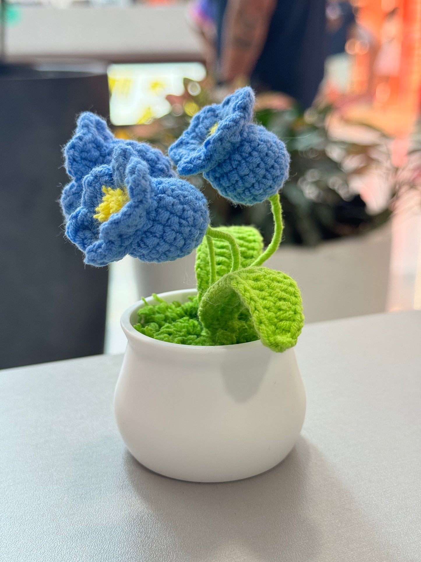 Handmade crochet lily of the valleys small flower pot
