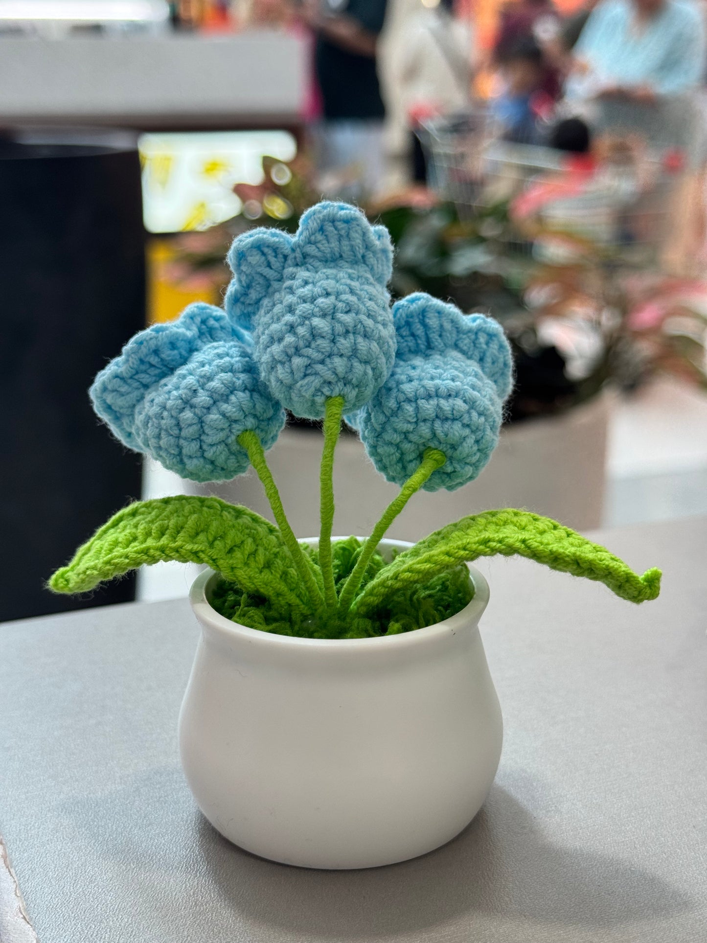 Handmade crochet lily of the valleys small flower pot