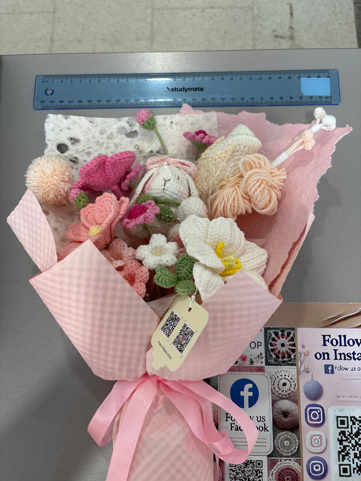 handmade crochet bunny bouquet