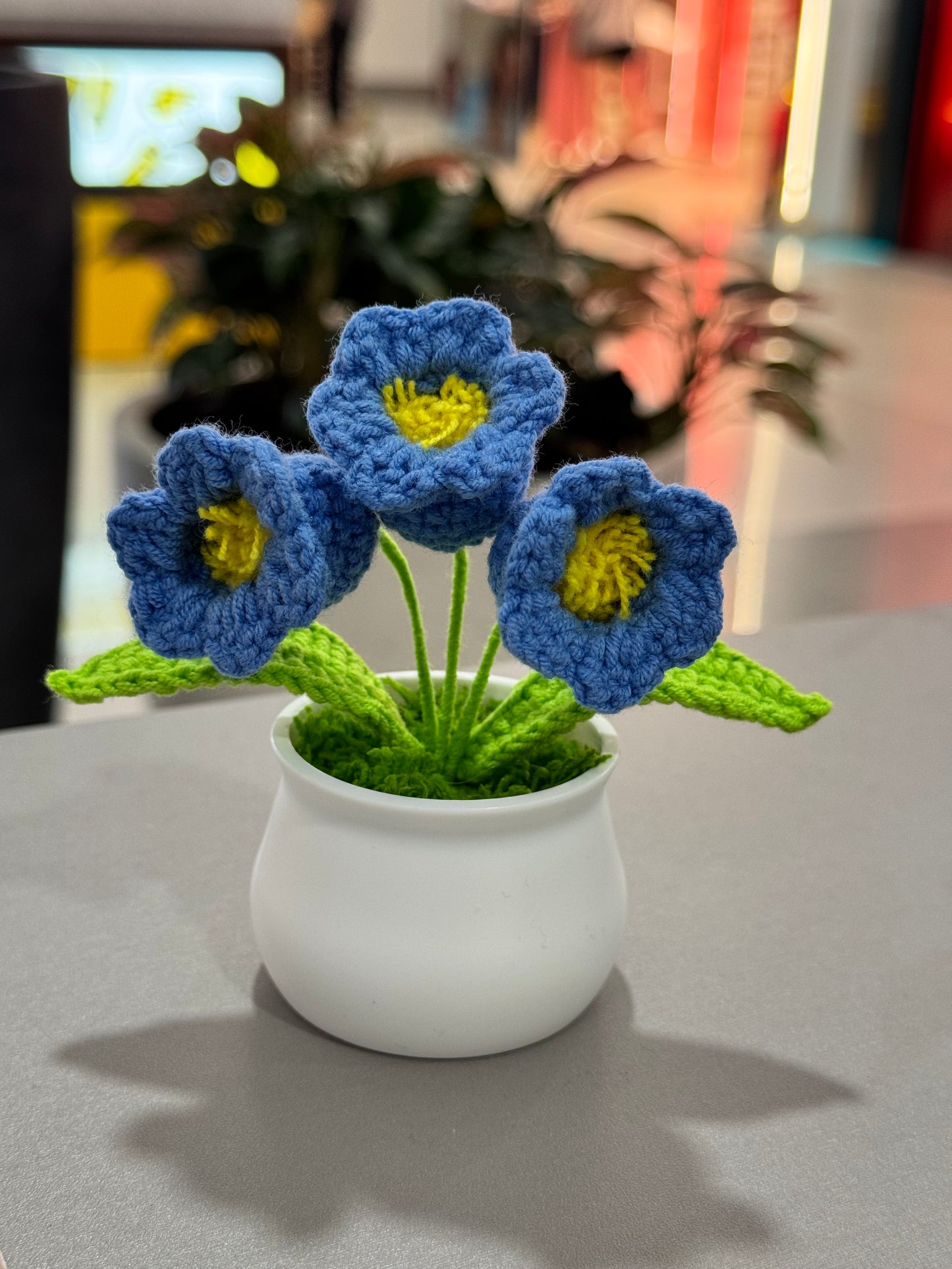 Handmade crochet lily of the valleys small flower pot