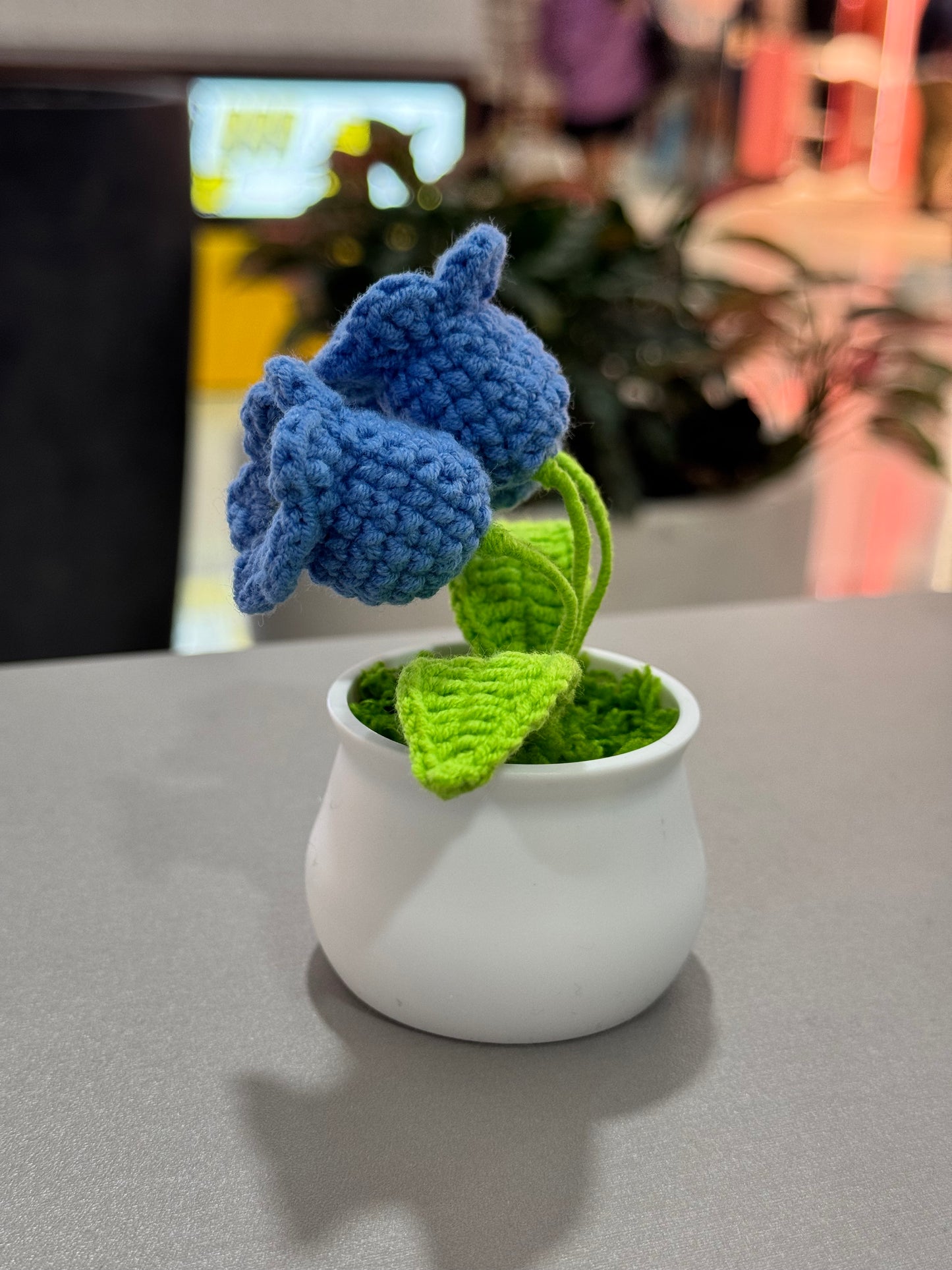 Handmade crochet lily of the valleys small flower pot