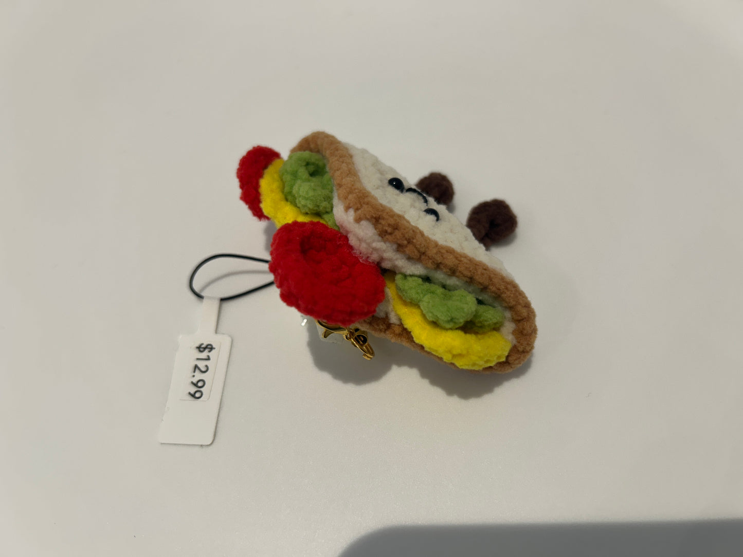 Handmade crochet Sandwich keychain