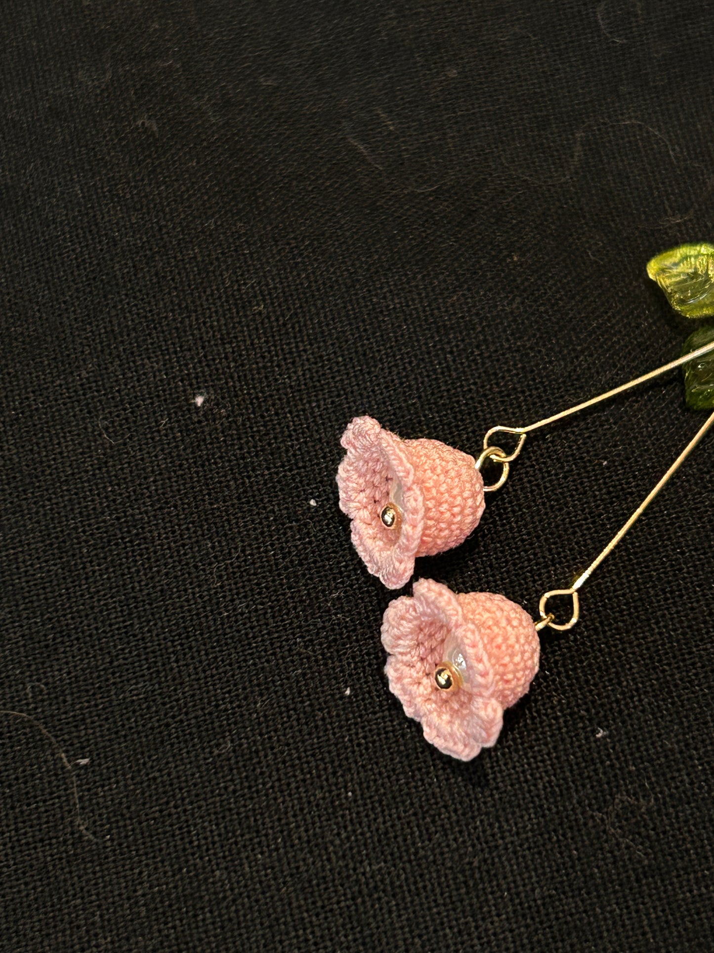 Handmade Micro Crochet Earrings —— Lily of the Valley (Long Drop)