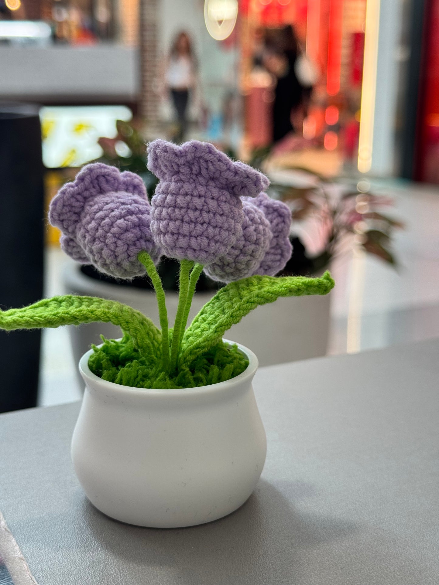 Handmade crochet lily of the valleys small flower pot