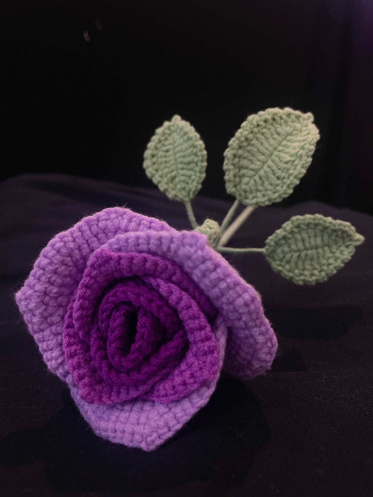Handmade Crochet Long Stem Flower — Cup-Shaped Rose