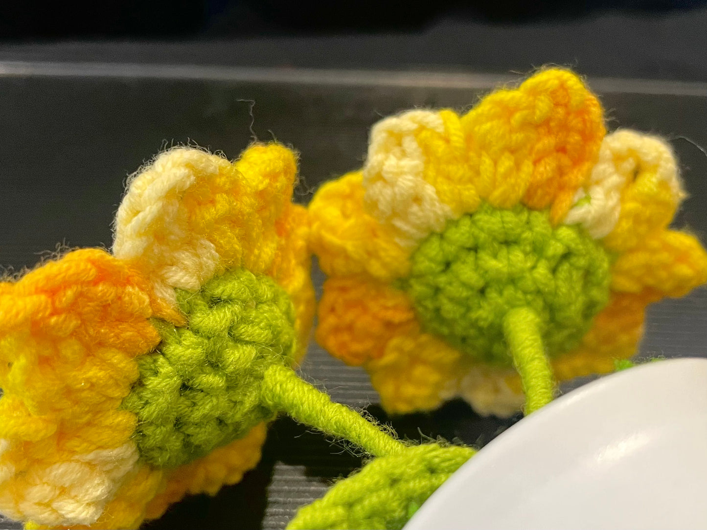 Double Sunflowers in White Pot