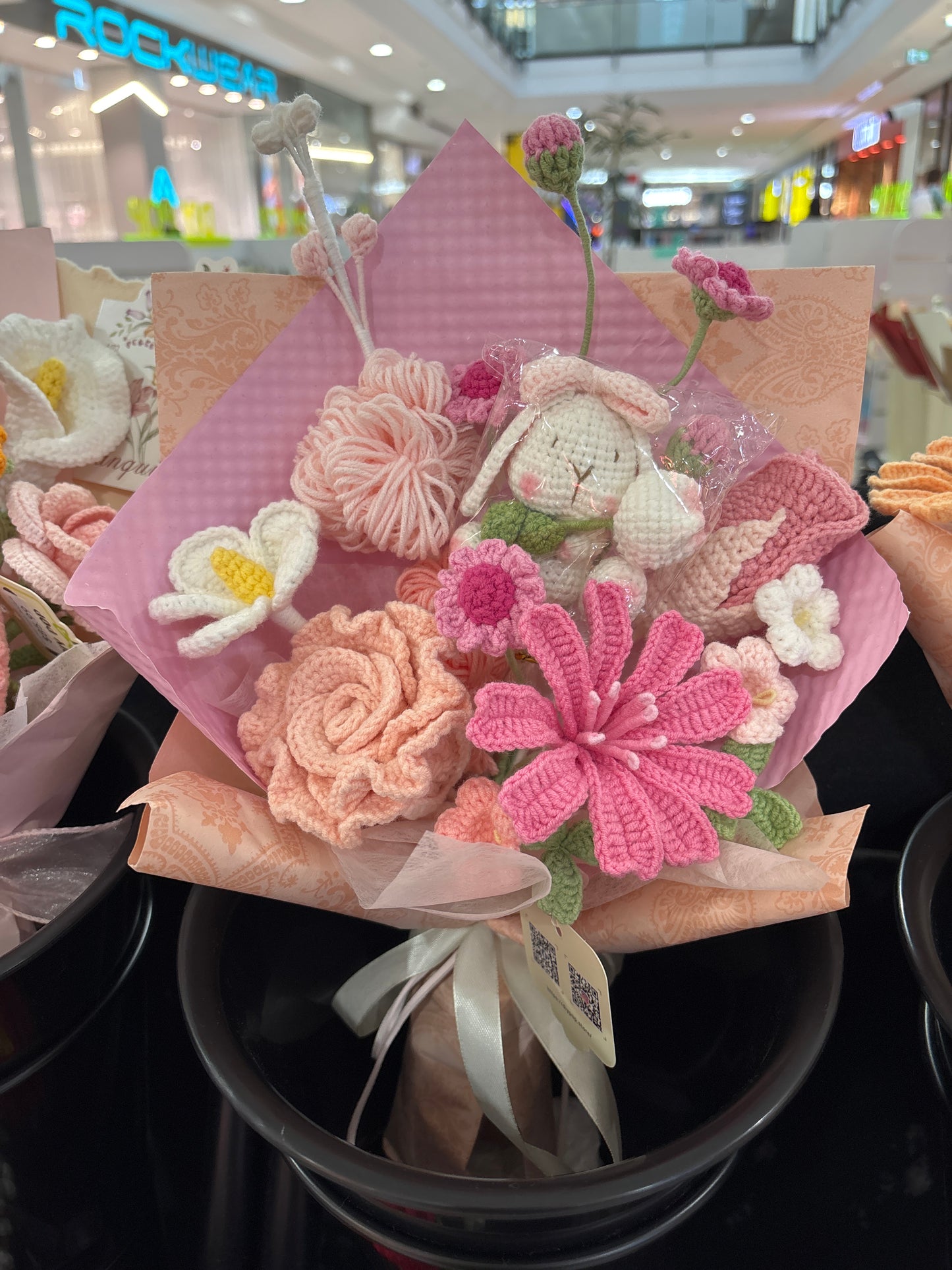 cute mixed crochet flower bouquet
