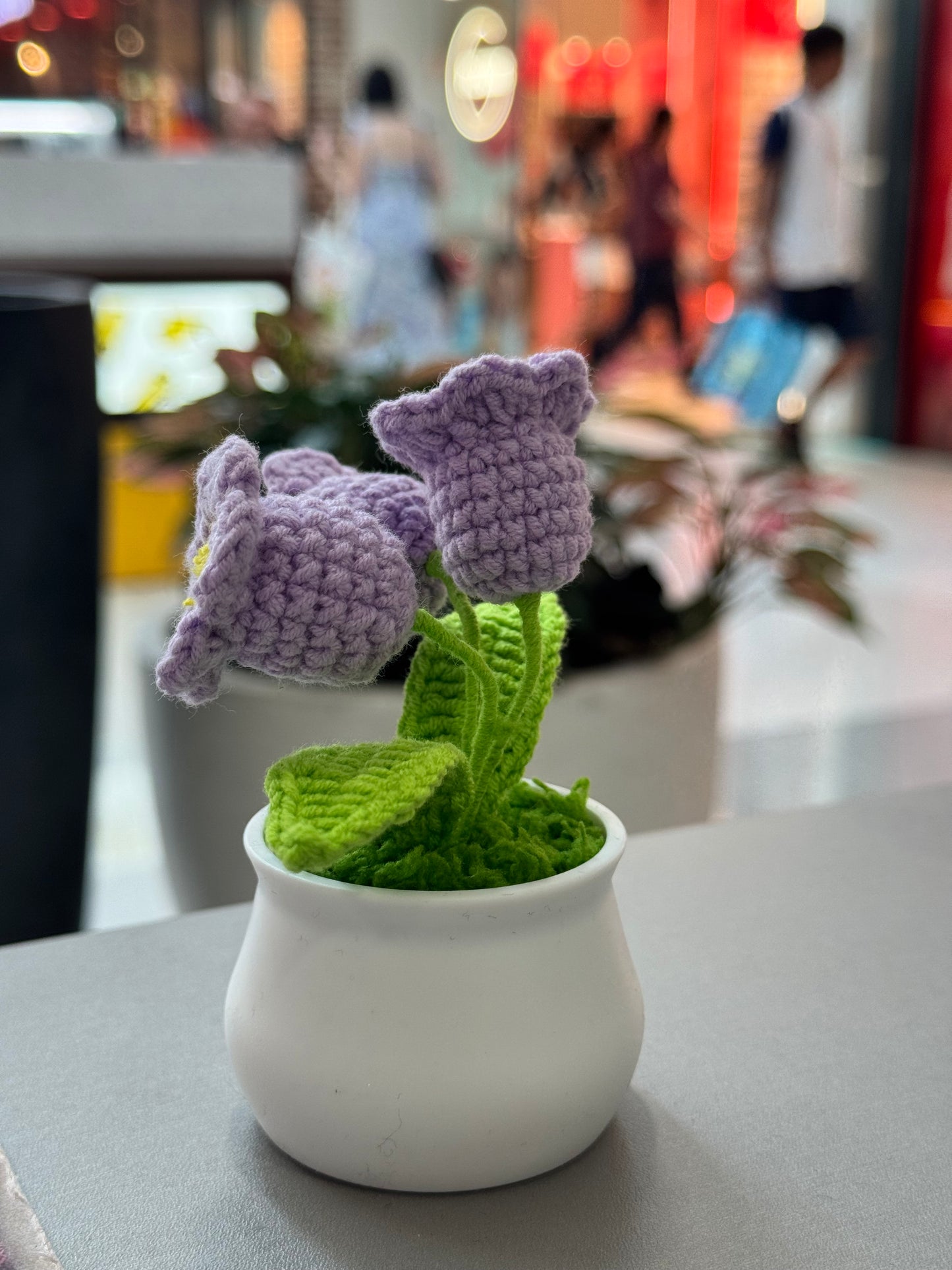 Handmade crochet lily of the valleys small flower pot