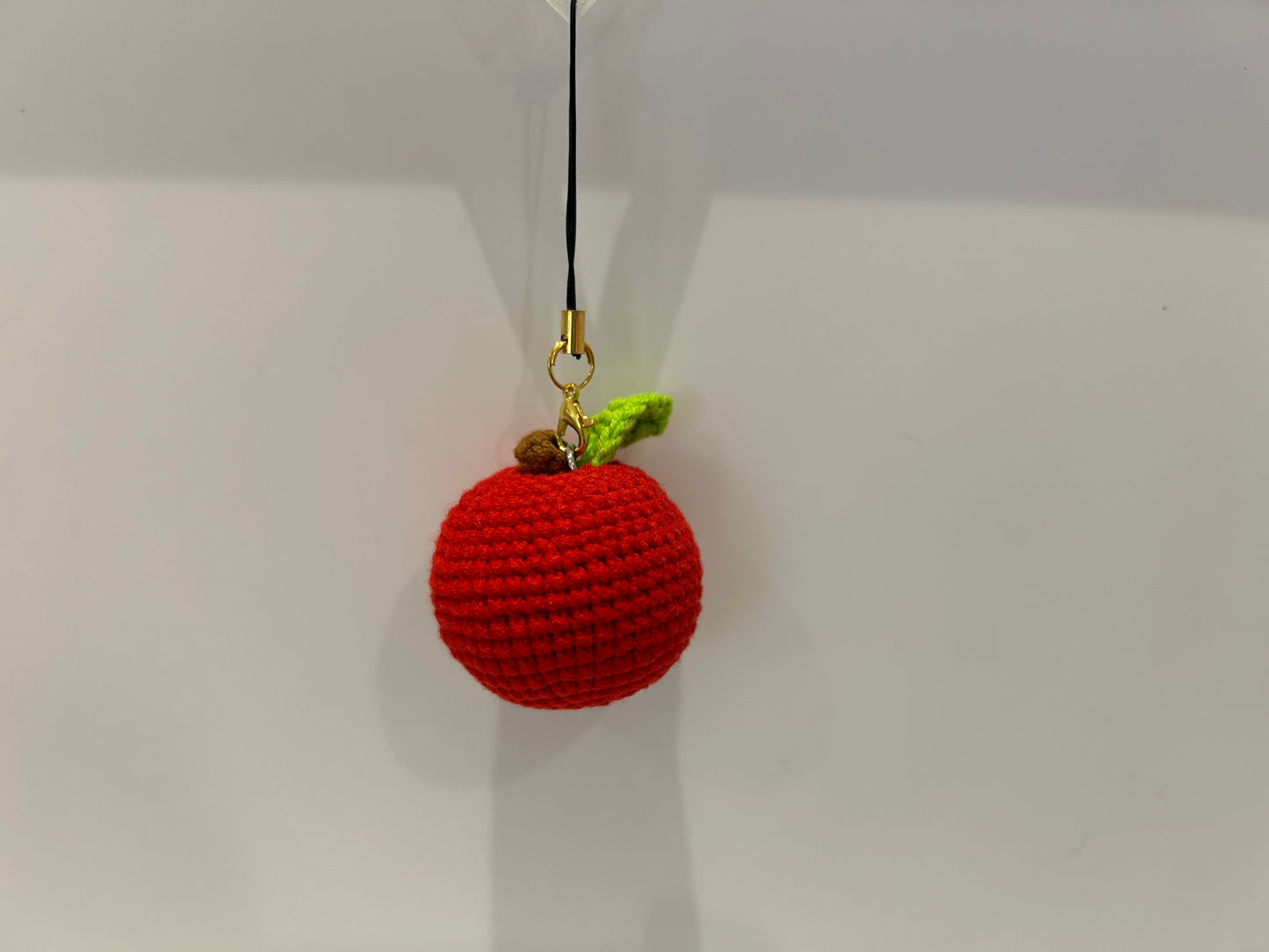 Handmade crochet apple keychain