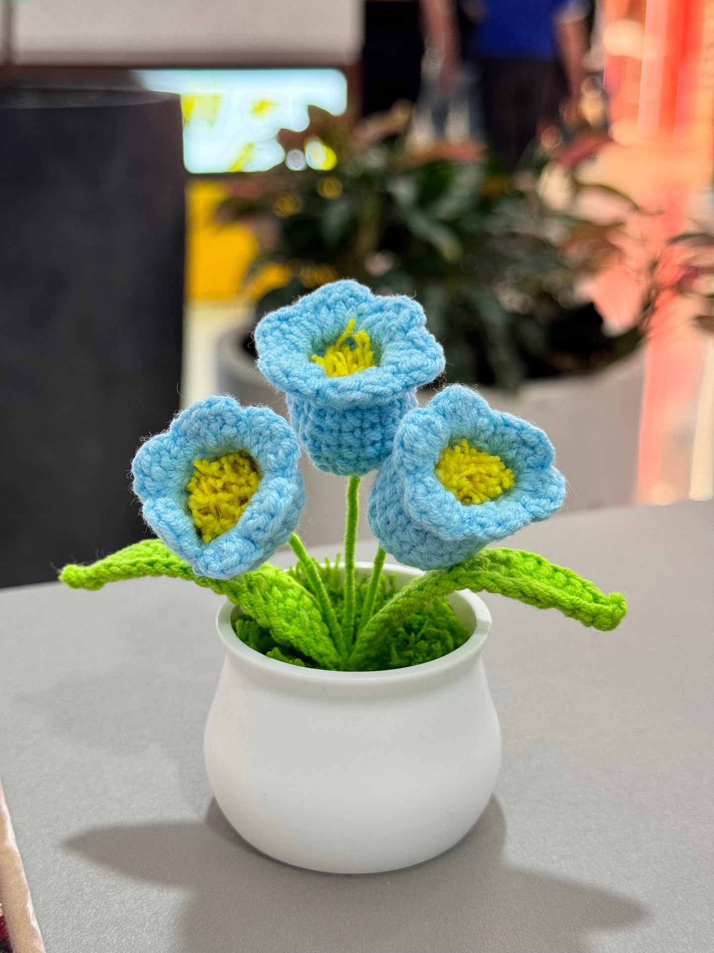 Handmade crochet lily of the valleys small flower pot
