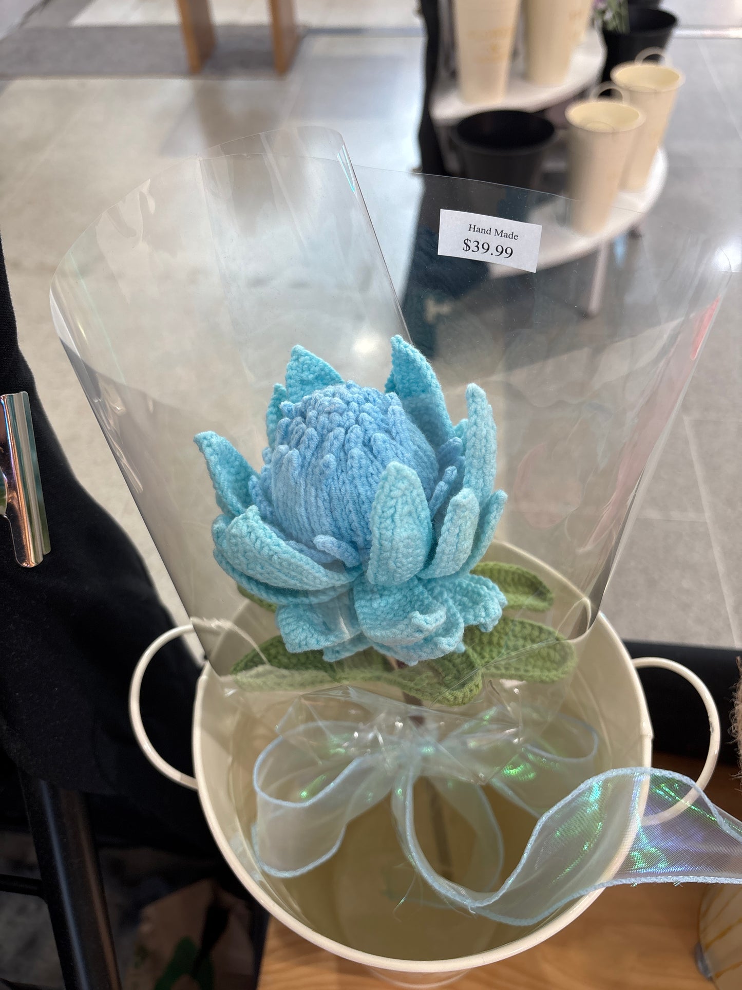 handmade crochet Protea King flower