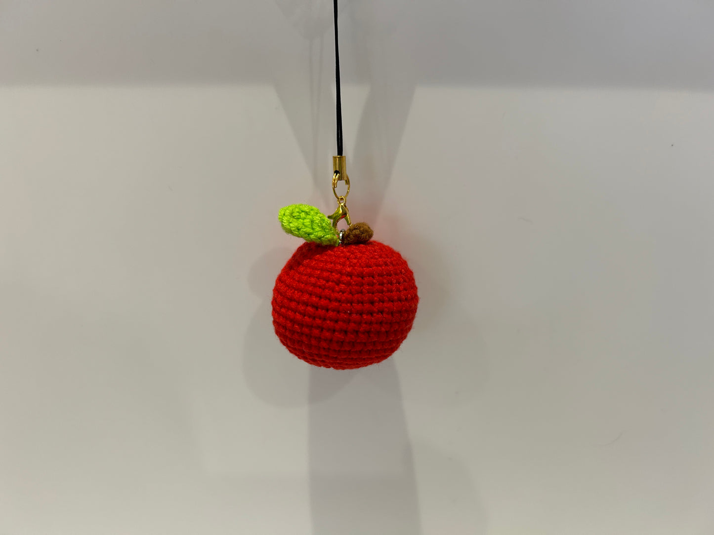 Handmade crochet apple keychain