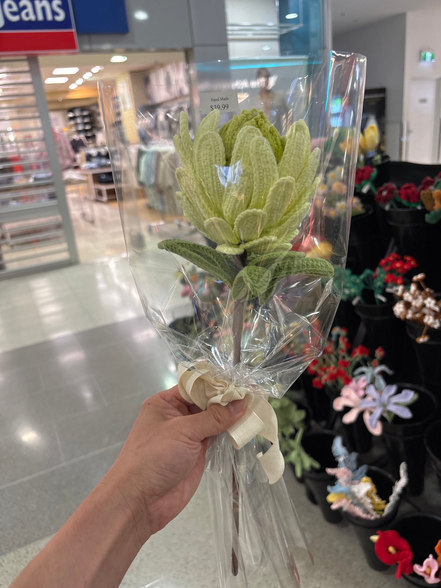handmade crochet Protea King flower