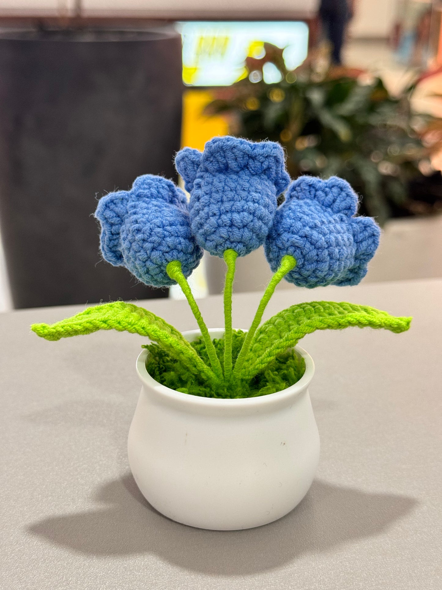 Handmade crochet lily of the valleys small flower pot