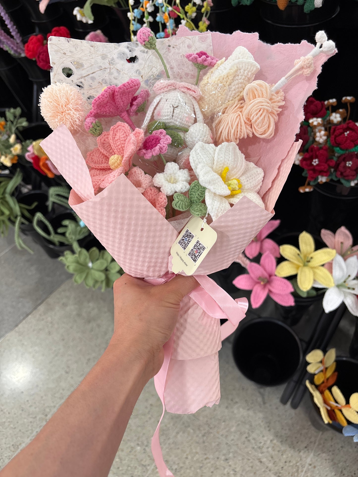 handmade crochet bunny bouquet