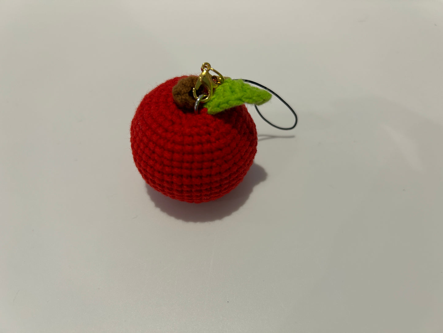 Handmade crochet apple keychain