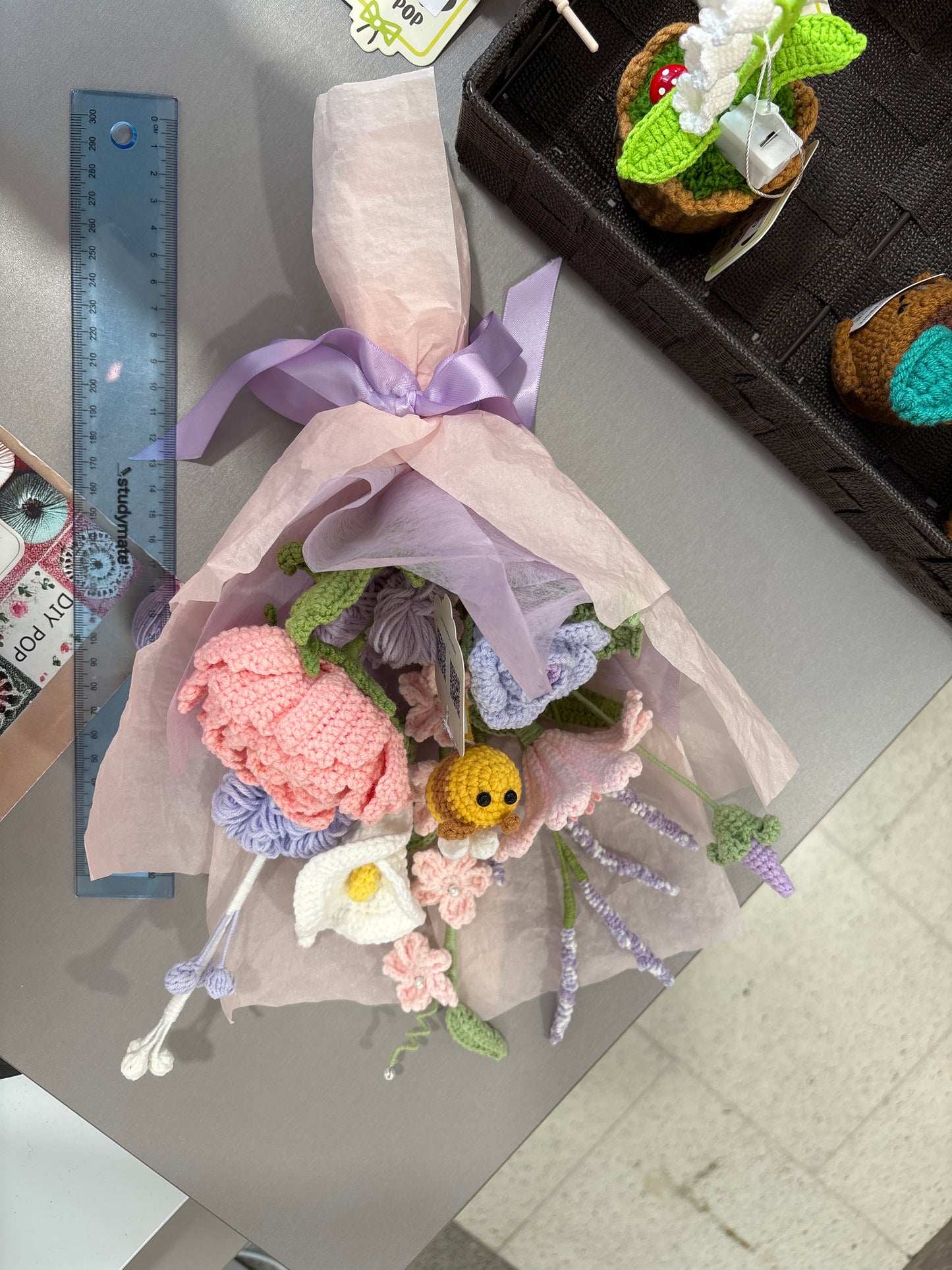 handmade crochet bunny bouquet