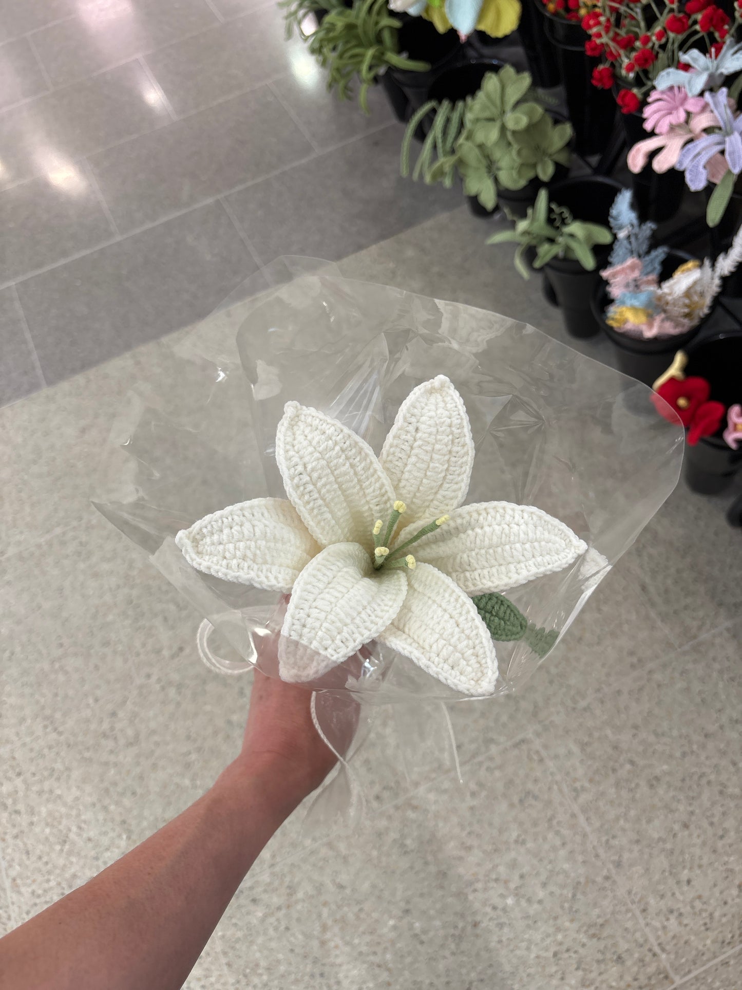 Handmade crochet lily flower