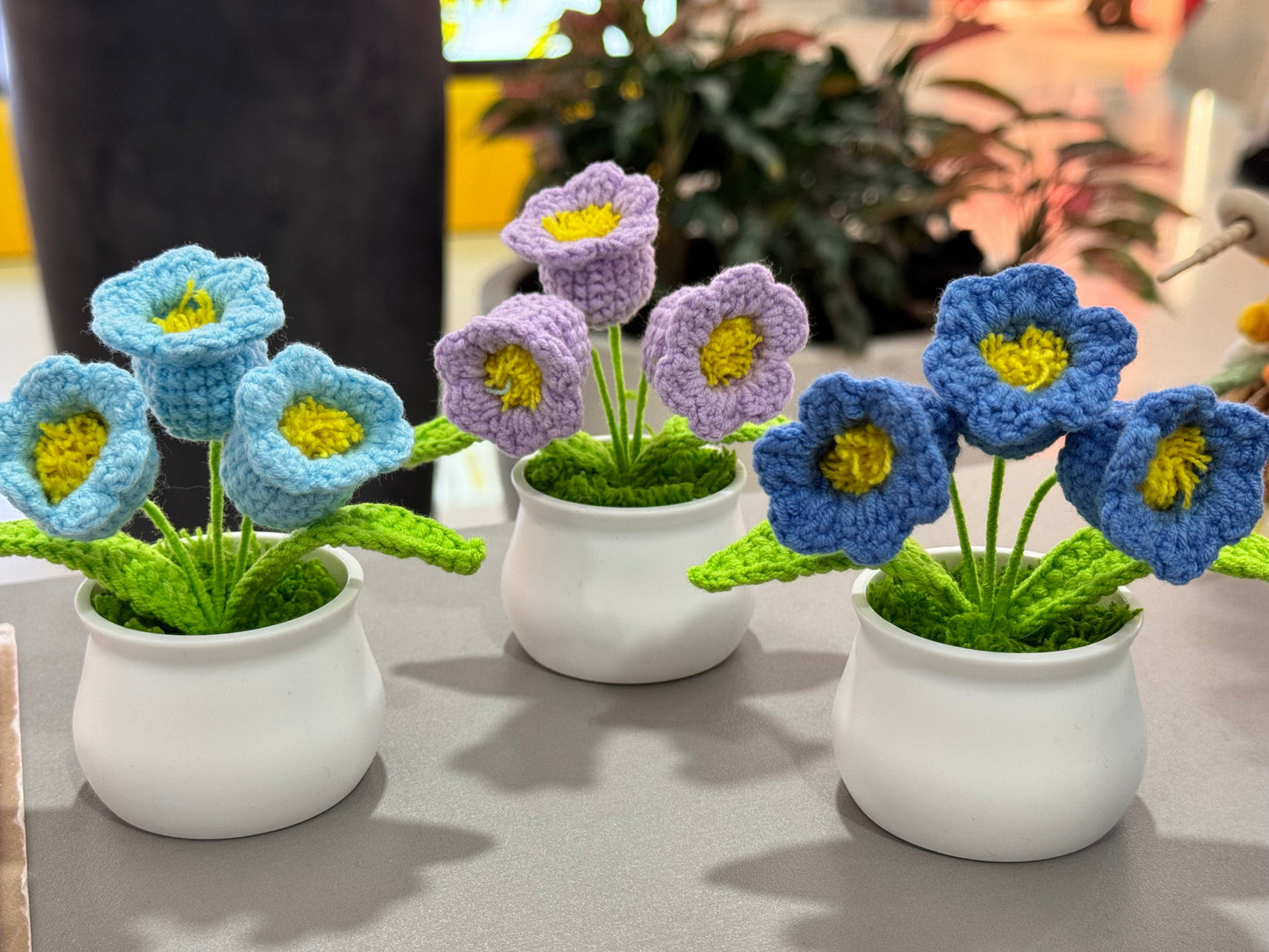 Handmade crochet lily of the valleys small flower pot