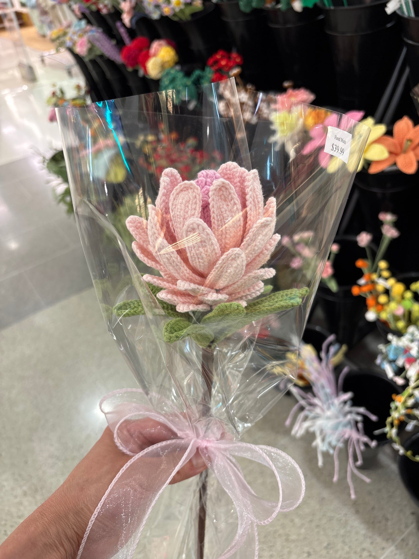 handmade crochet Protea King flower