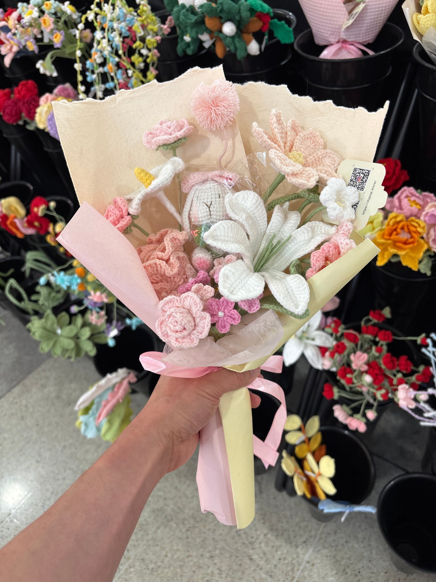 handmade crochet bunny bouquet