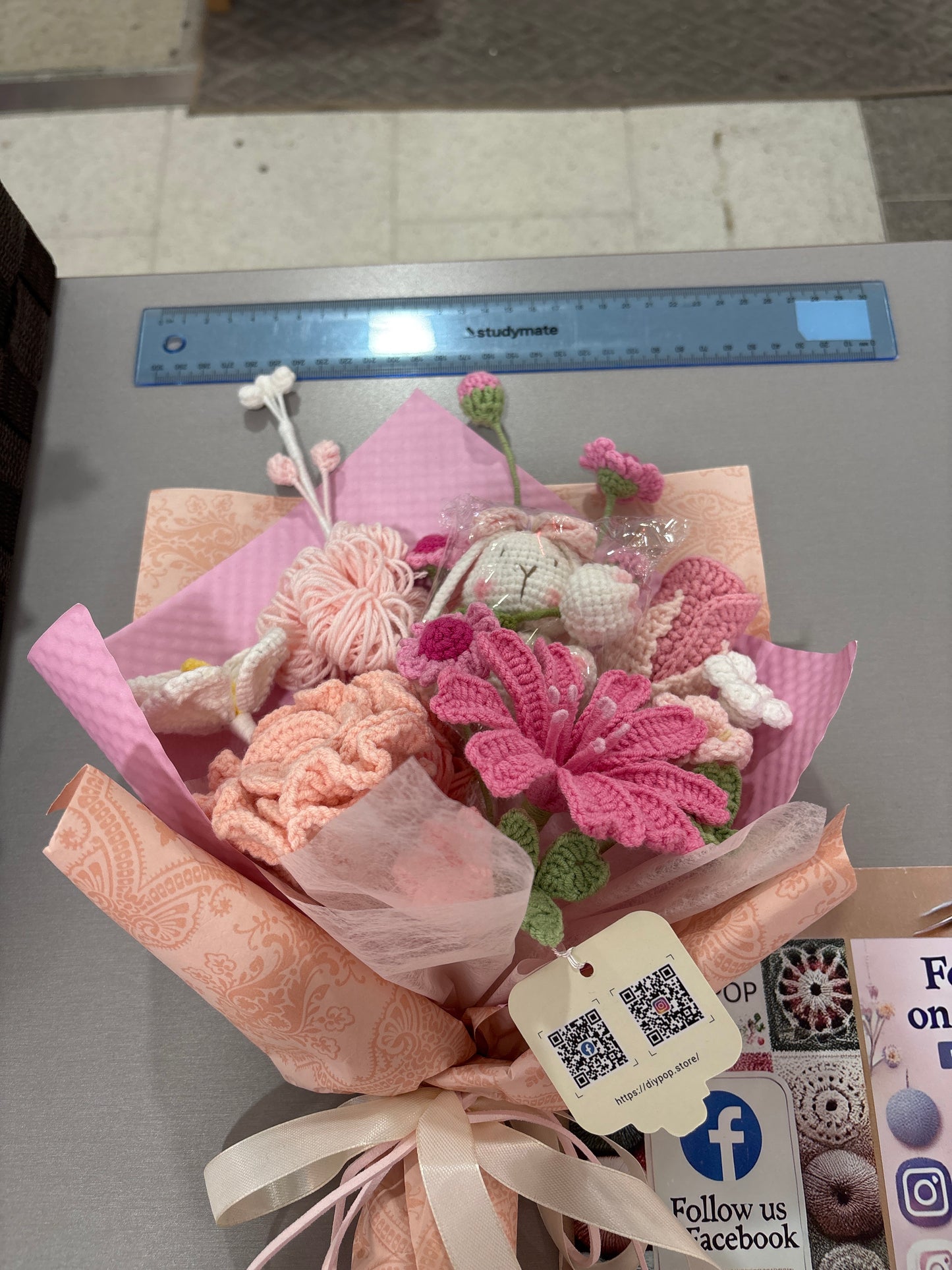 cute mixed crochet flower bouquet