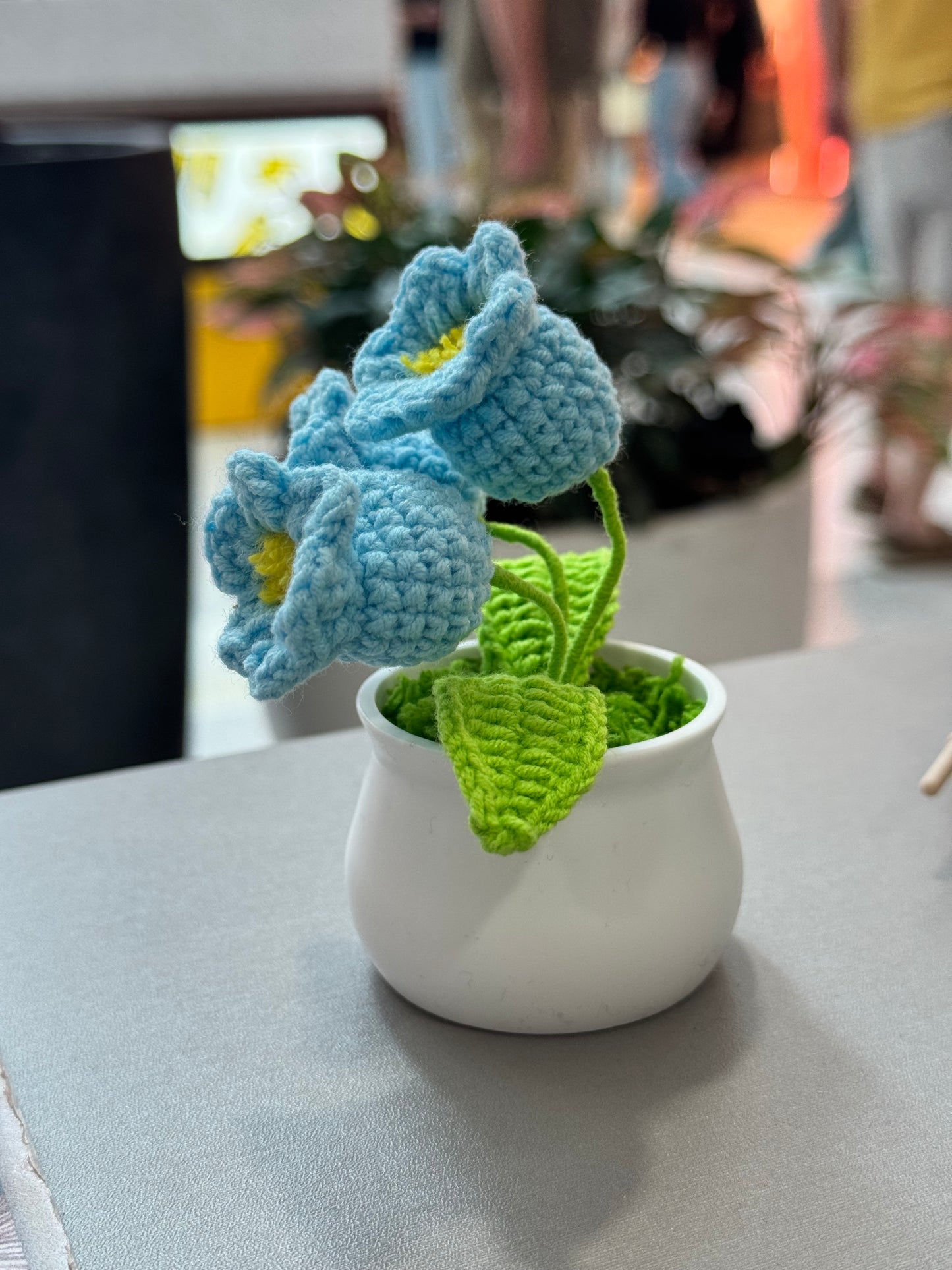 Handmade crochet lily of the valleys small flower pot