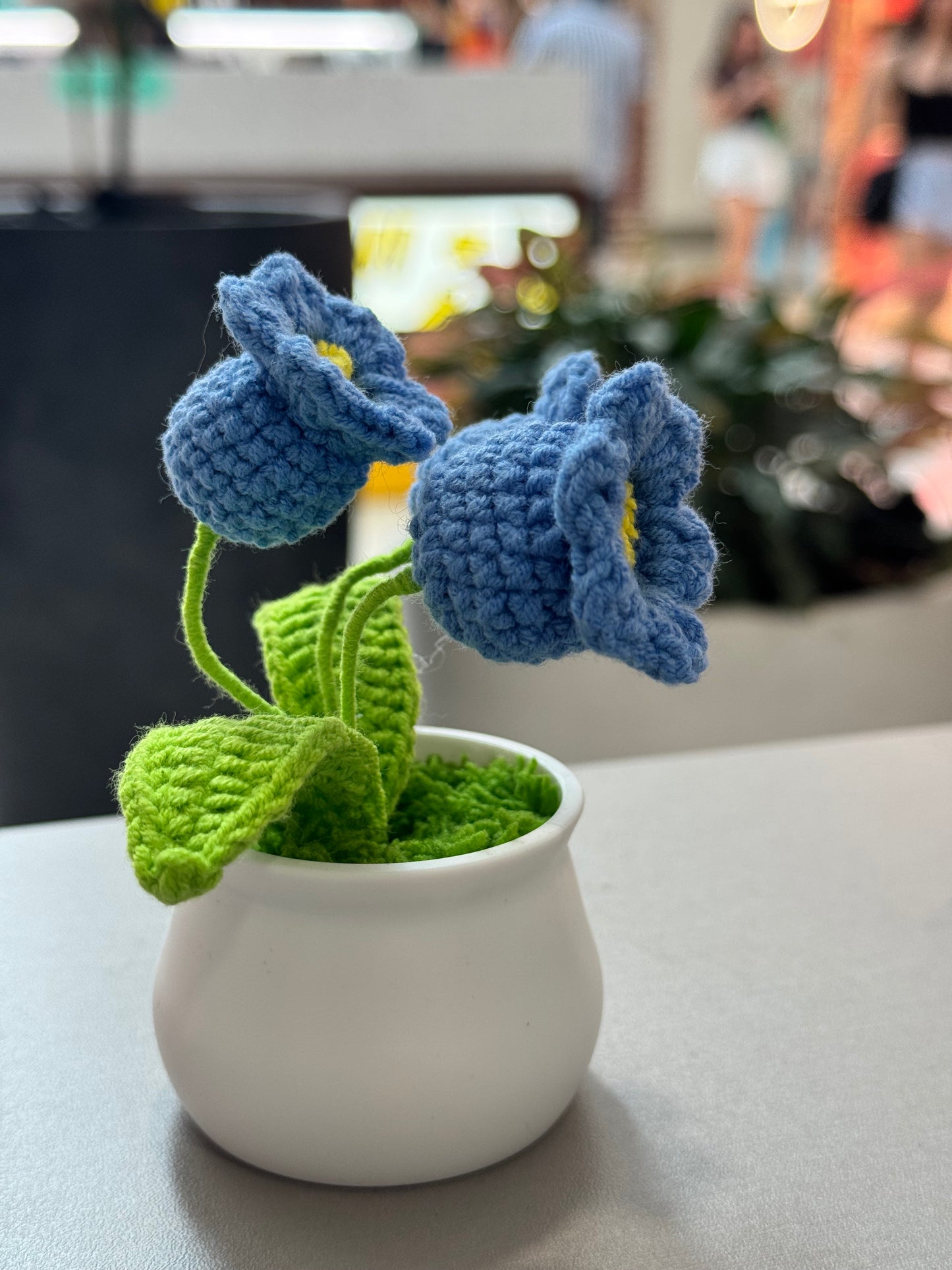 Handmade crochet lily of the valleys small flower pot