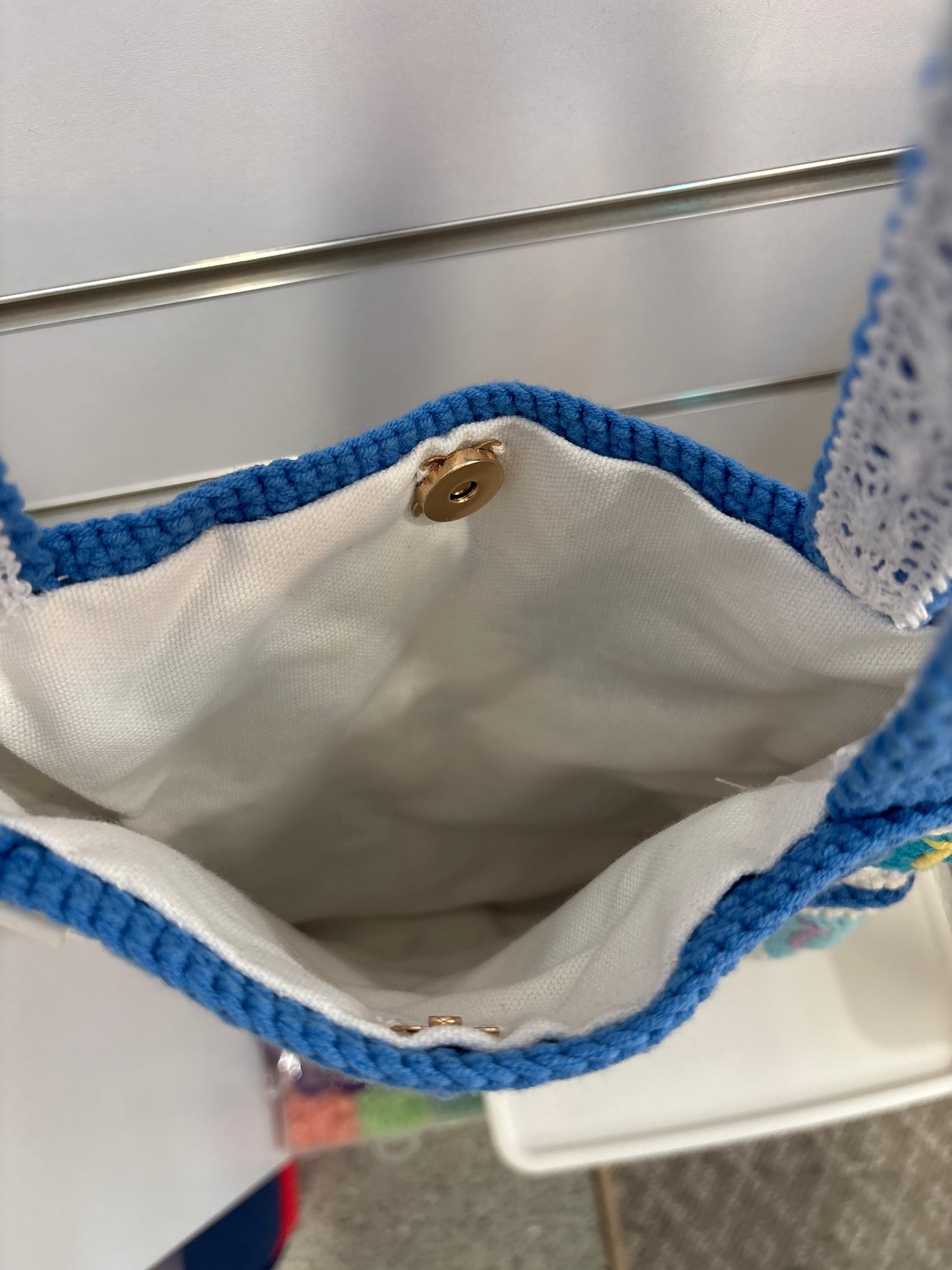 handmade crochet smile face bag