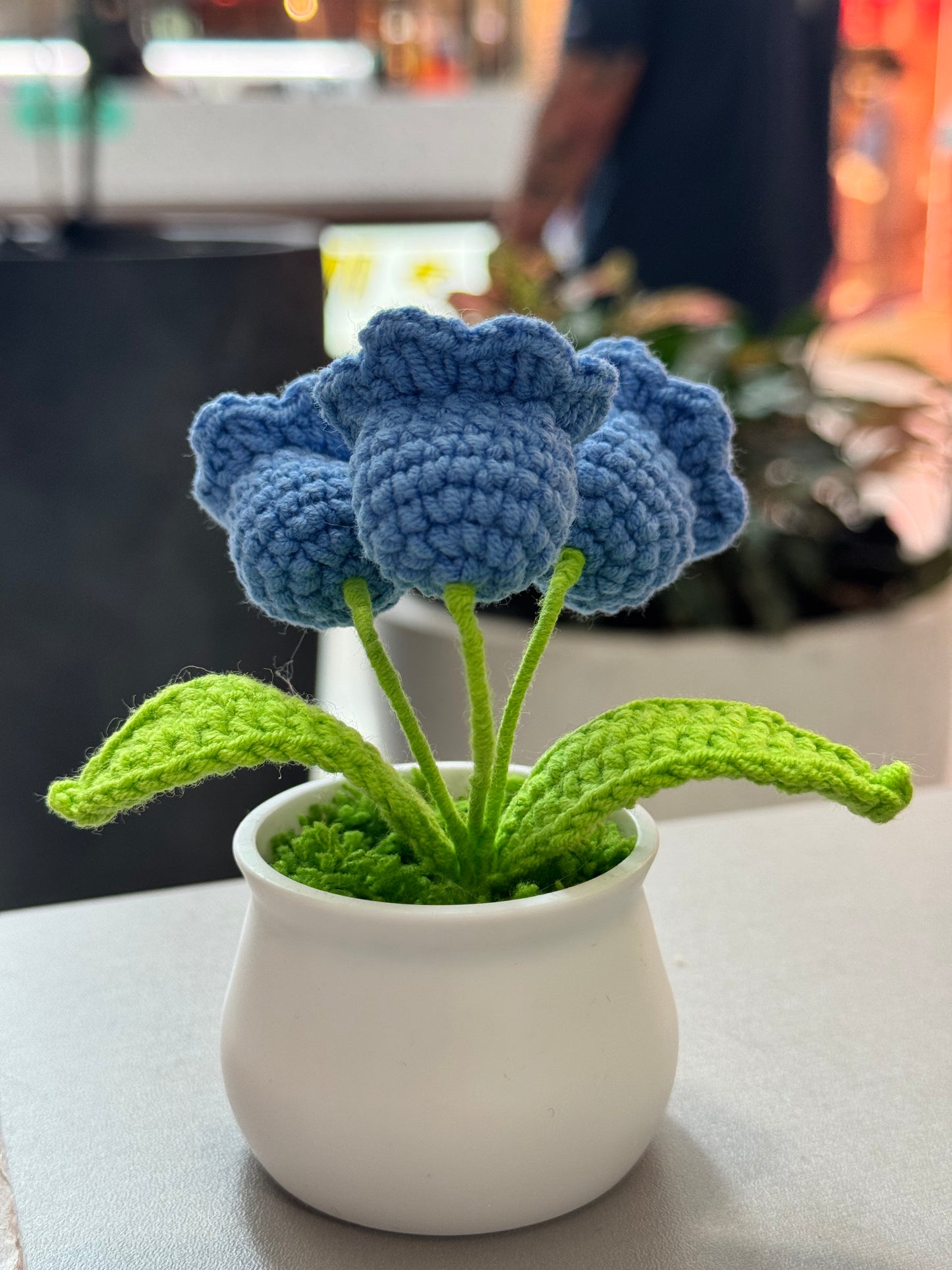 Handmade crochet lily of the valleys small flower pot