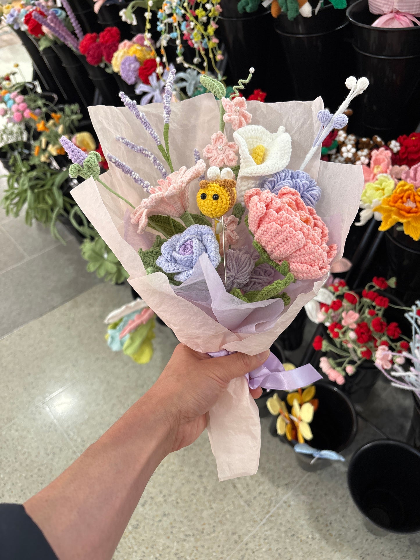 handmade crochet bunny bouquet