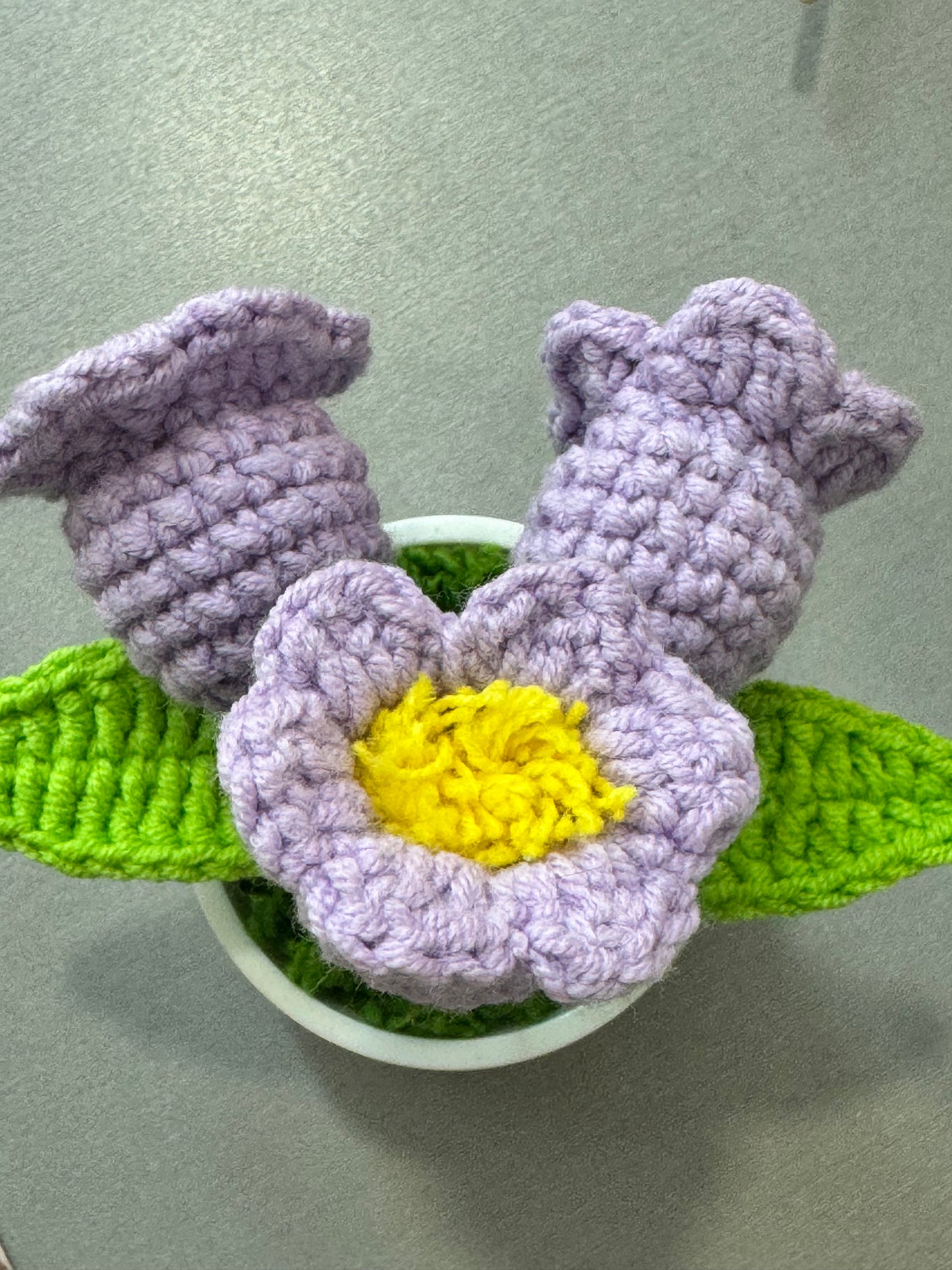 Handmade crochet lily of the valleys small flower pot
