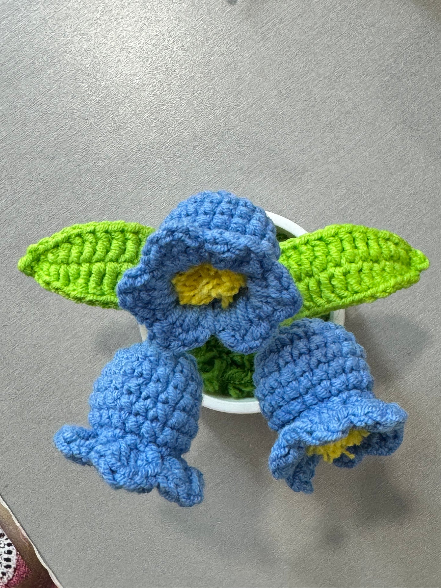 Handmade crochet lily of the valleys small flower pot