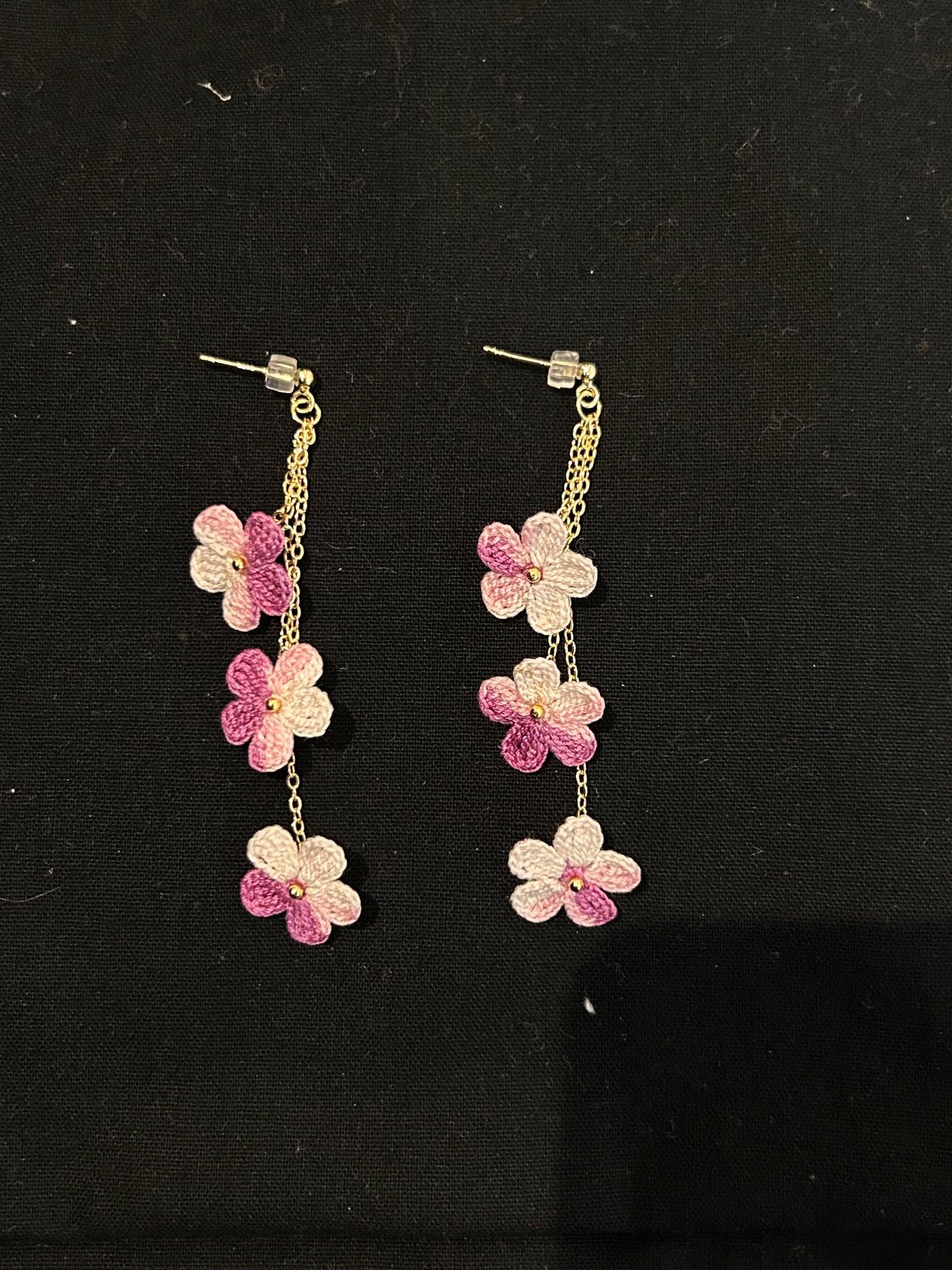 Five-Petal Flower Earrings (Chain)
