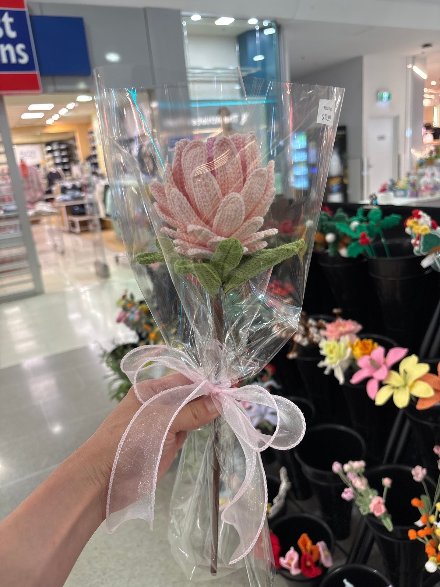 handmade crochet Protea King flower