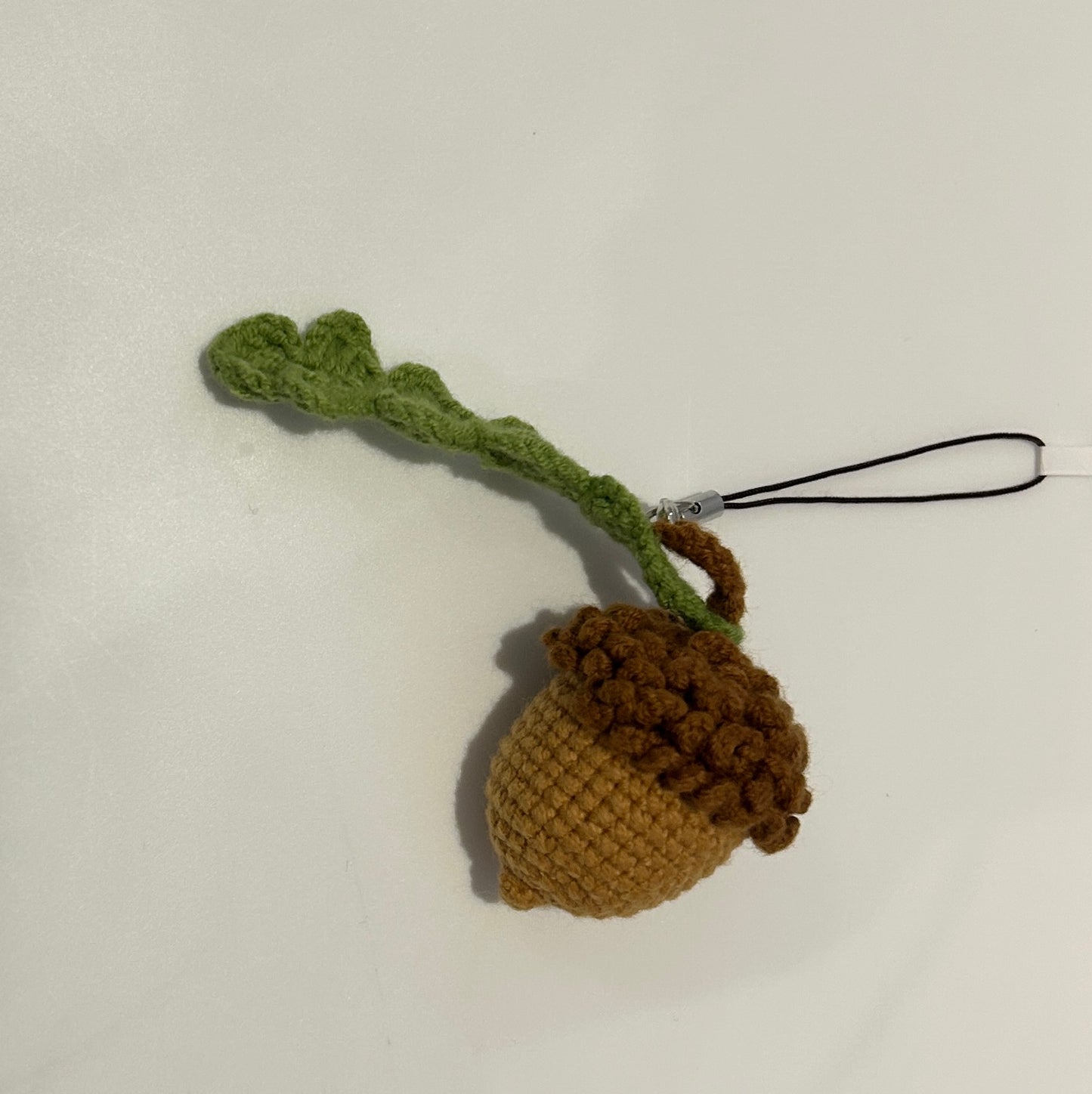 Handmade crochet acorn keychain