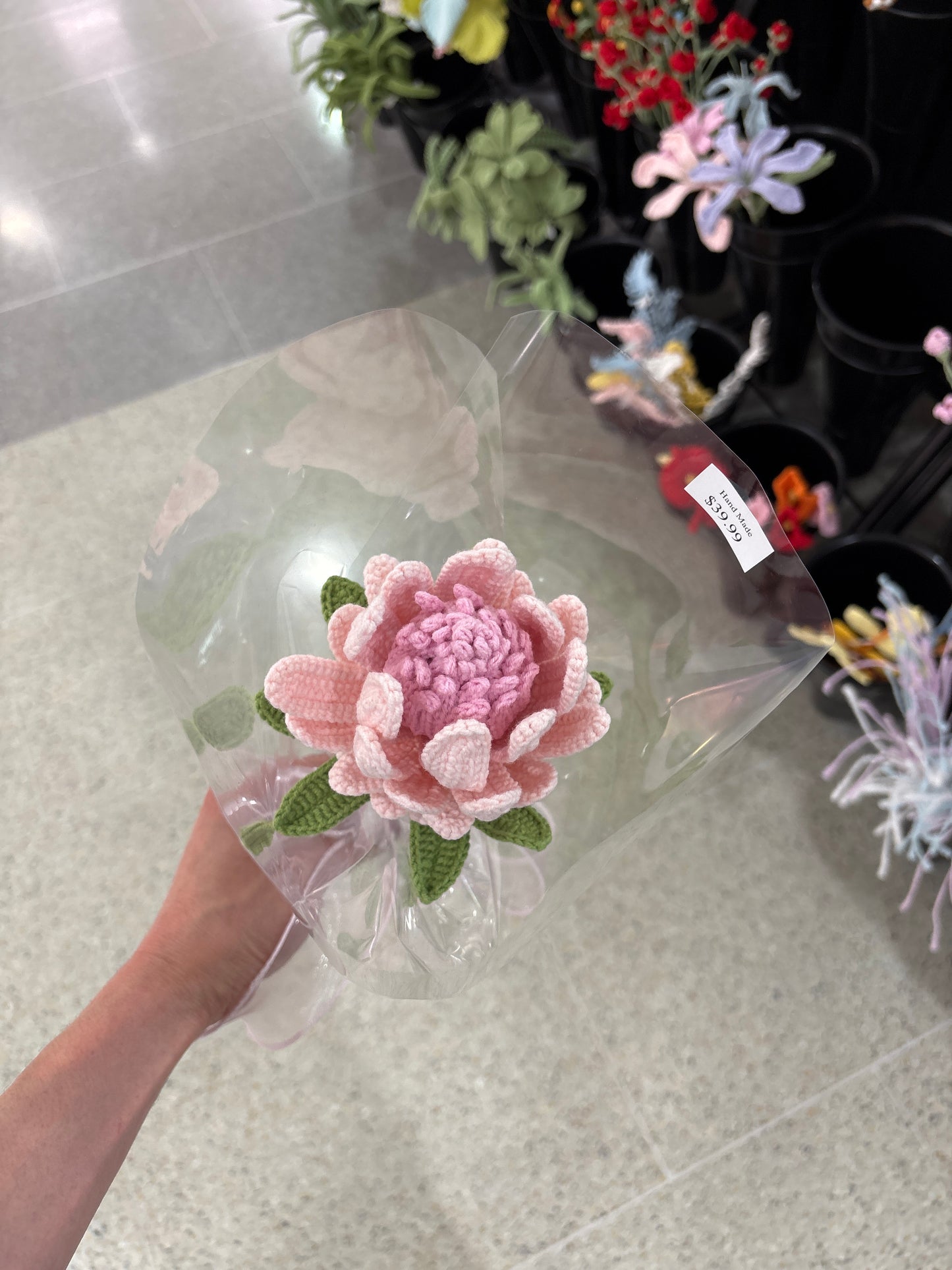 handmade crochet Protea King flower