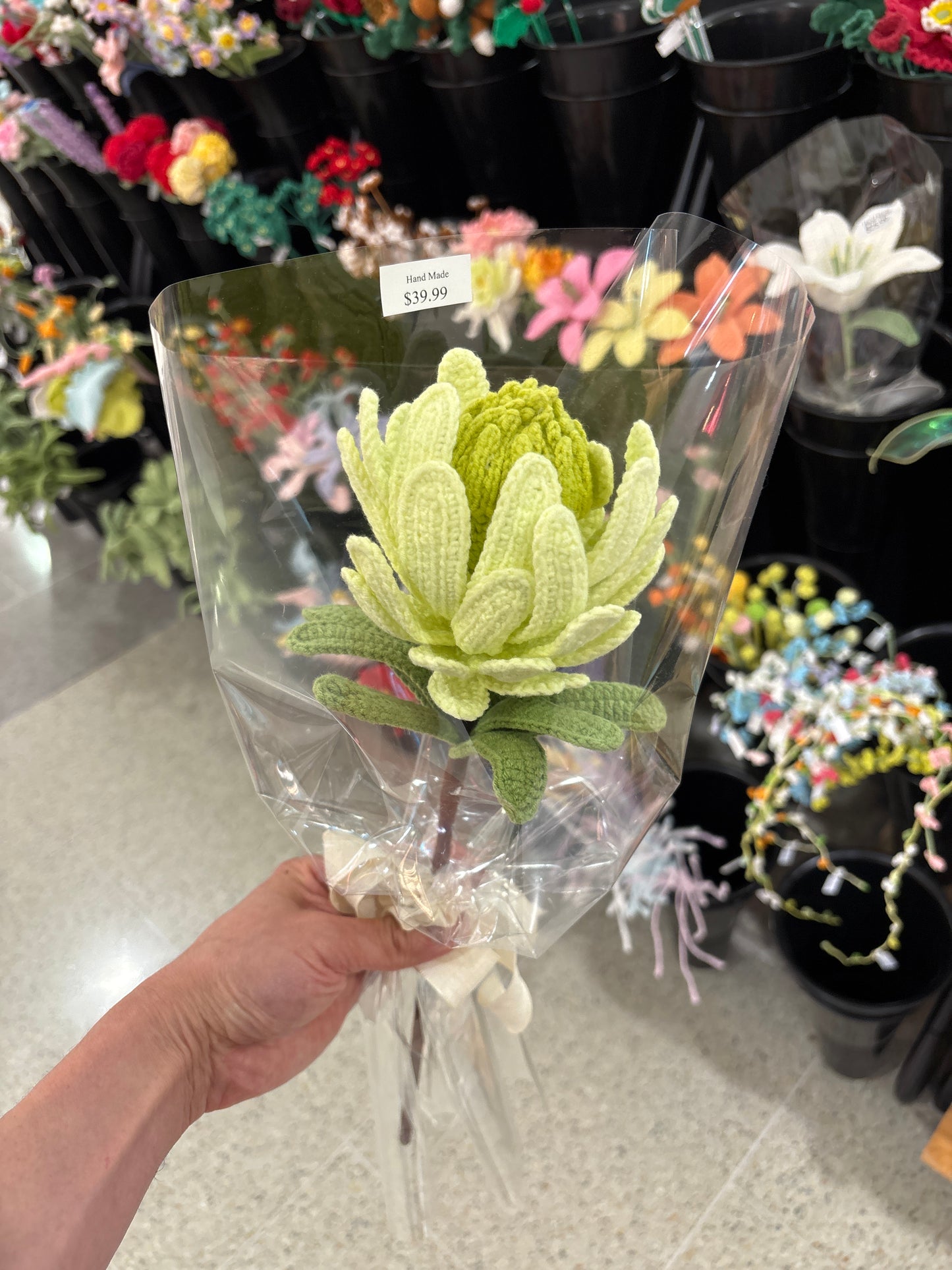 handmade crochet Protea King flower