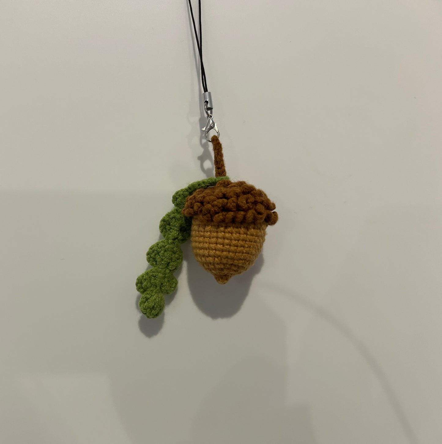 Handmade crochet acorn keychain
