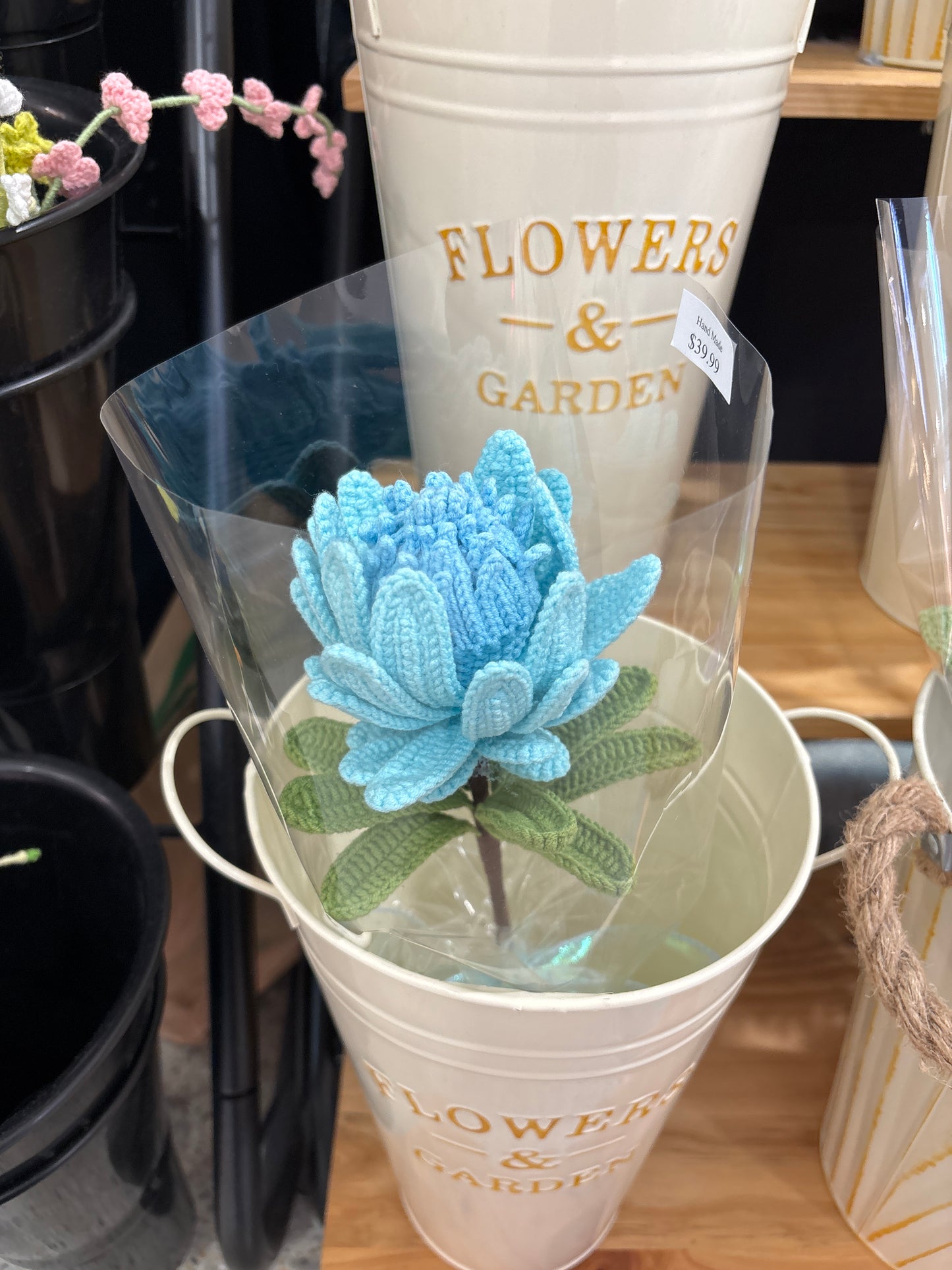 handmade crochet Protea King flower